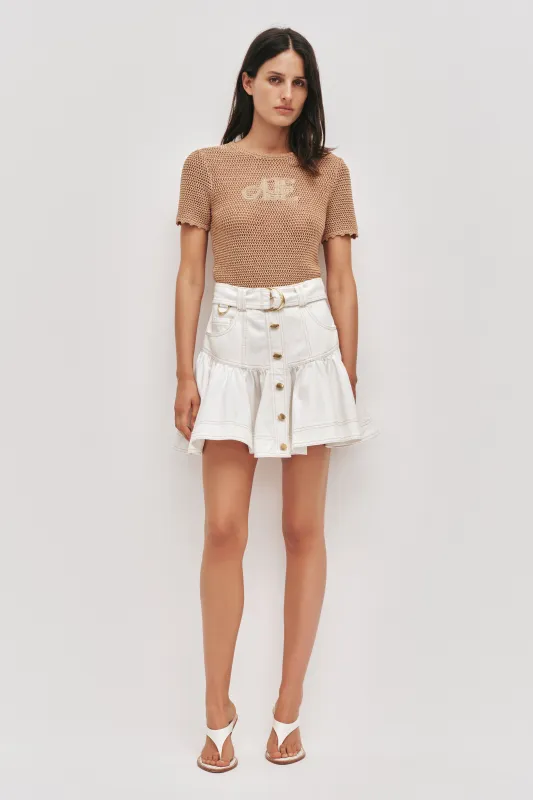 Elena Belted Denim Mini Skirt made by Aje