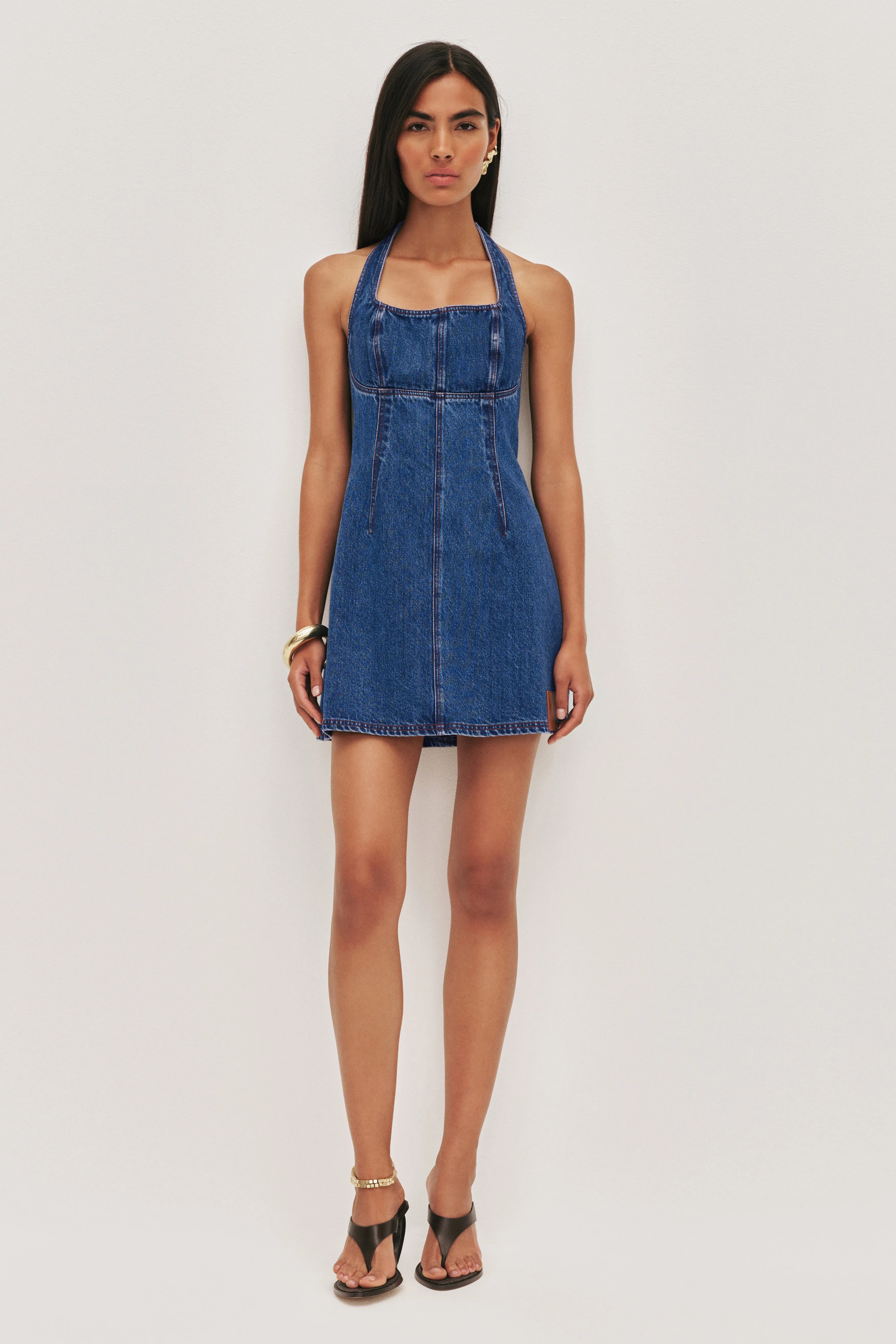 Zella Denim Halter Dress sold by Aje