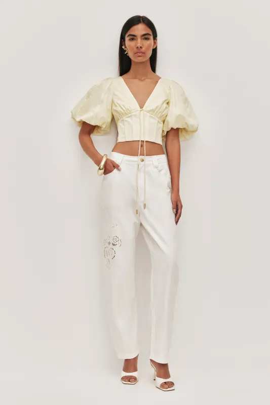 Halo Embroidered Pant sold by Aje