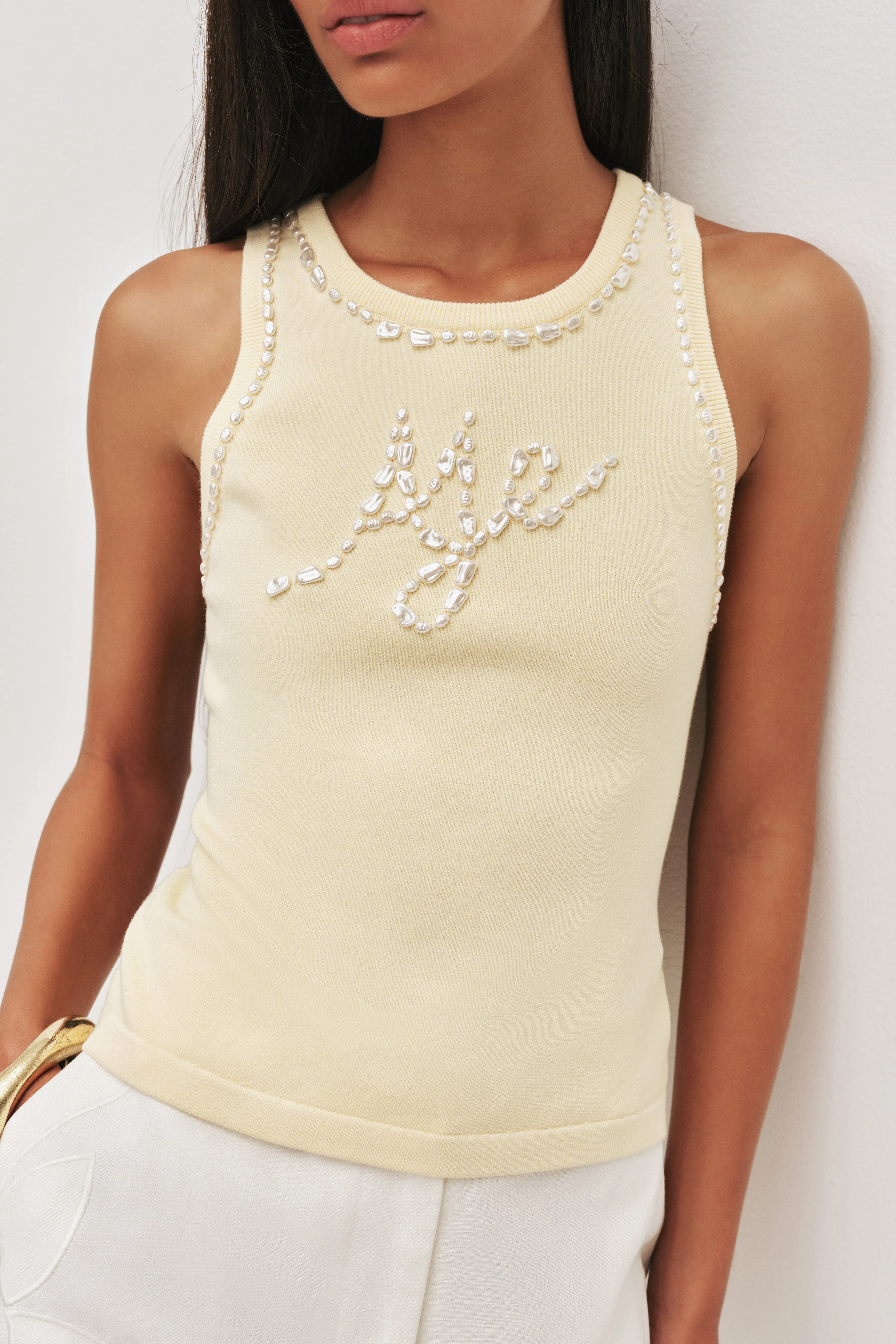 Meadow Pearl Knit Tank sold by Aje product image thumbnail 4