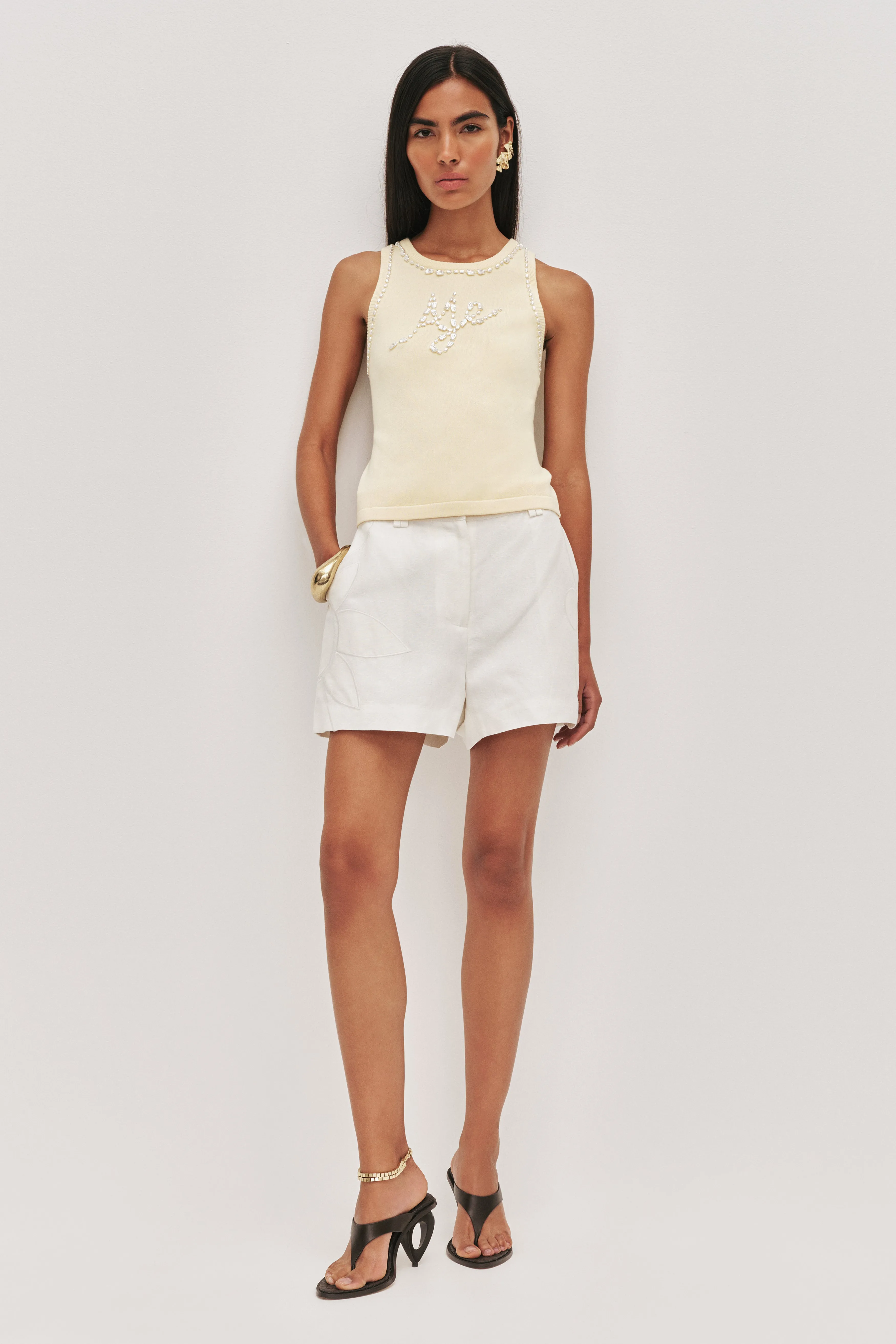 Meadow Pearl Knit Tank sold by Aje