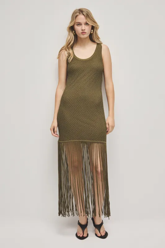 Velra Fringe Knit Dress made by Aje