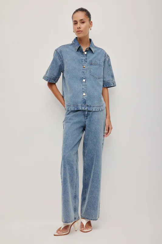 Tully Denim Short Sleeve Shirt sold by Aje