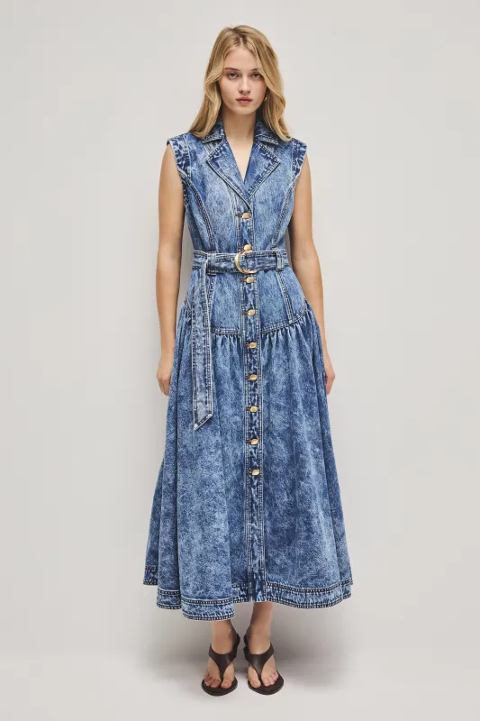 Elena Belted Denim Midi Dress sold by Aje