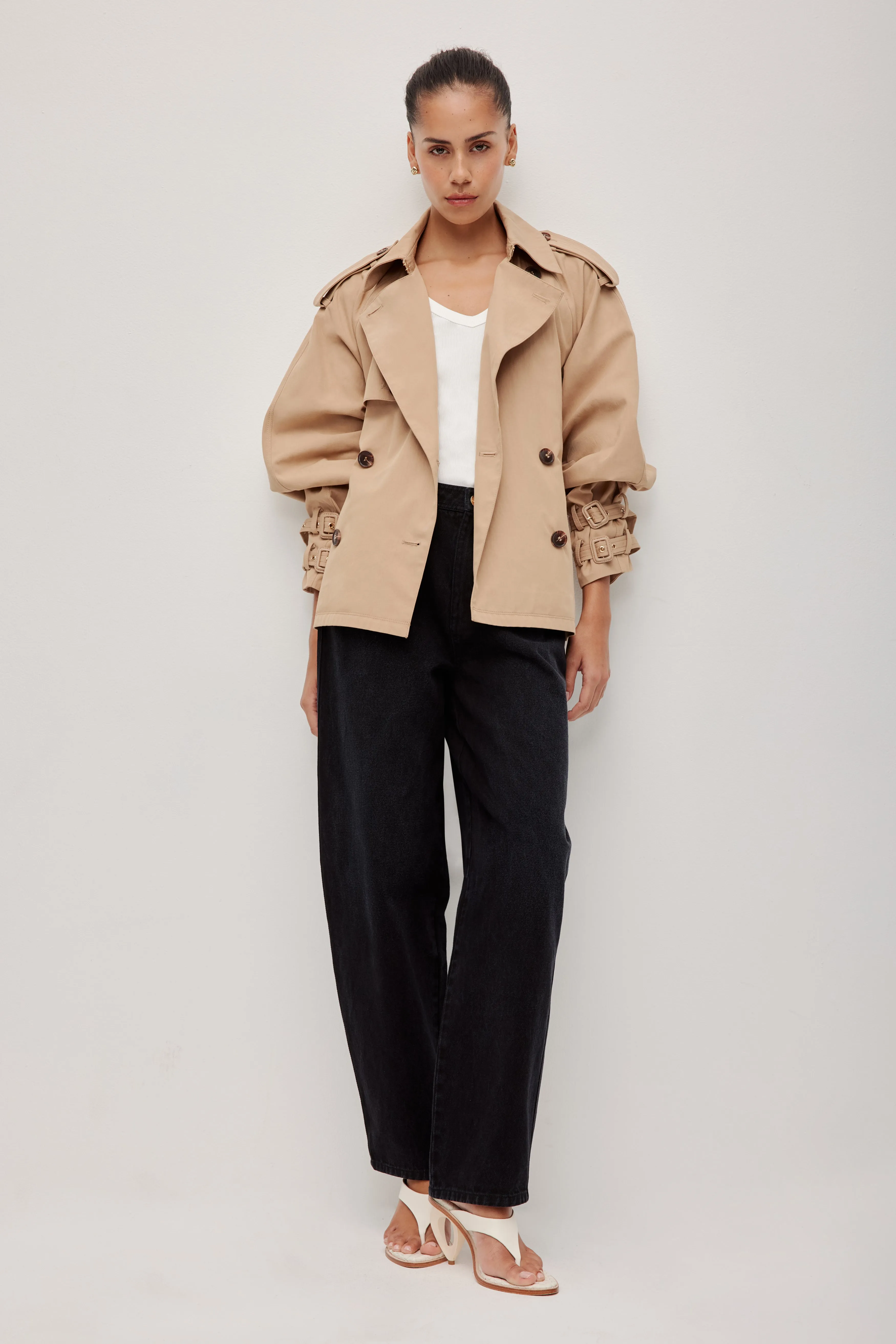 Aston Cropped Trench sold by Aje