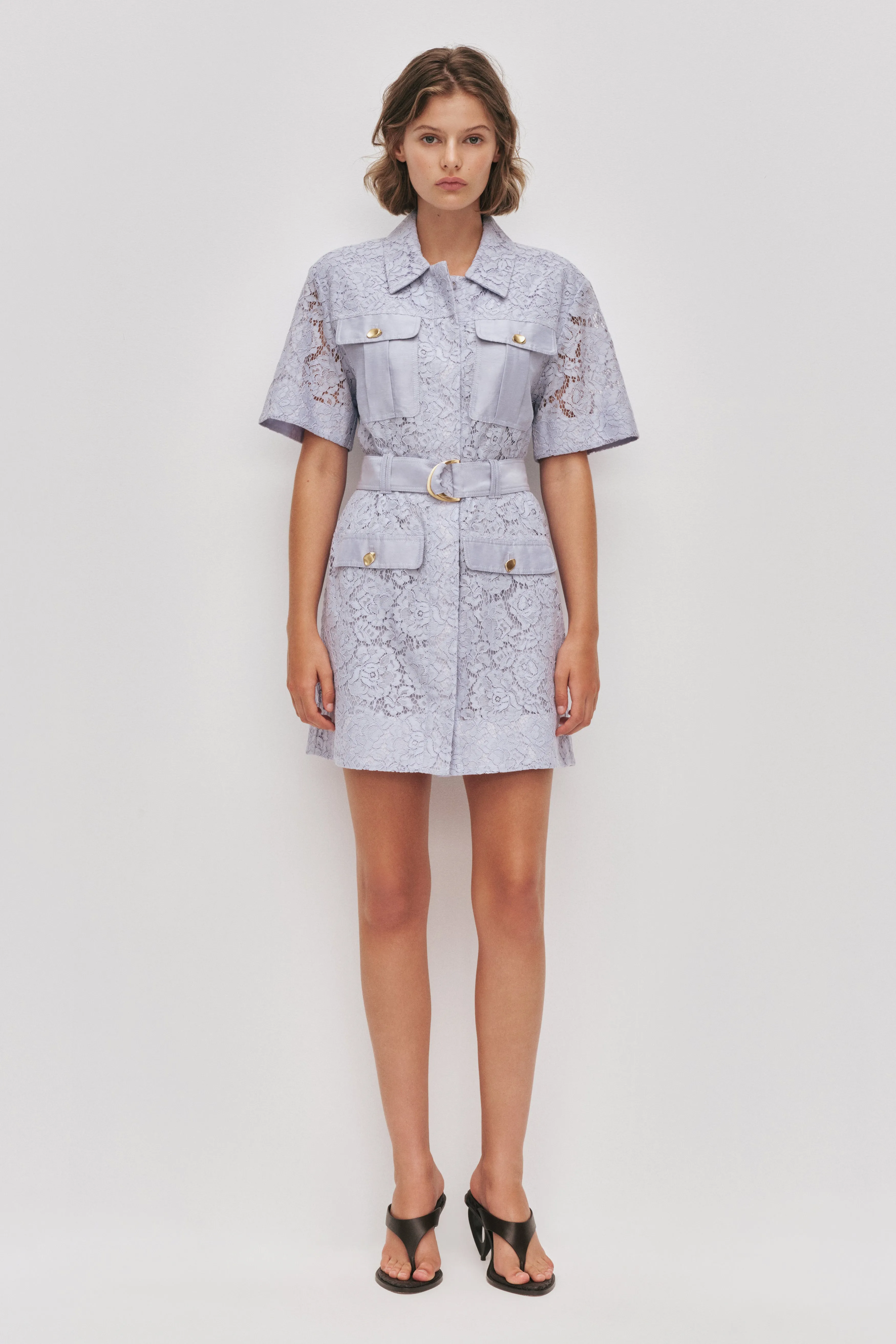 Mystic Lace Mini Shirt Dress sold by Aje