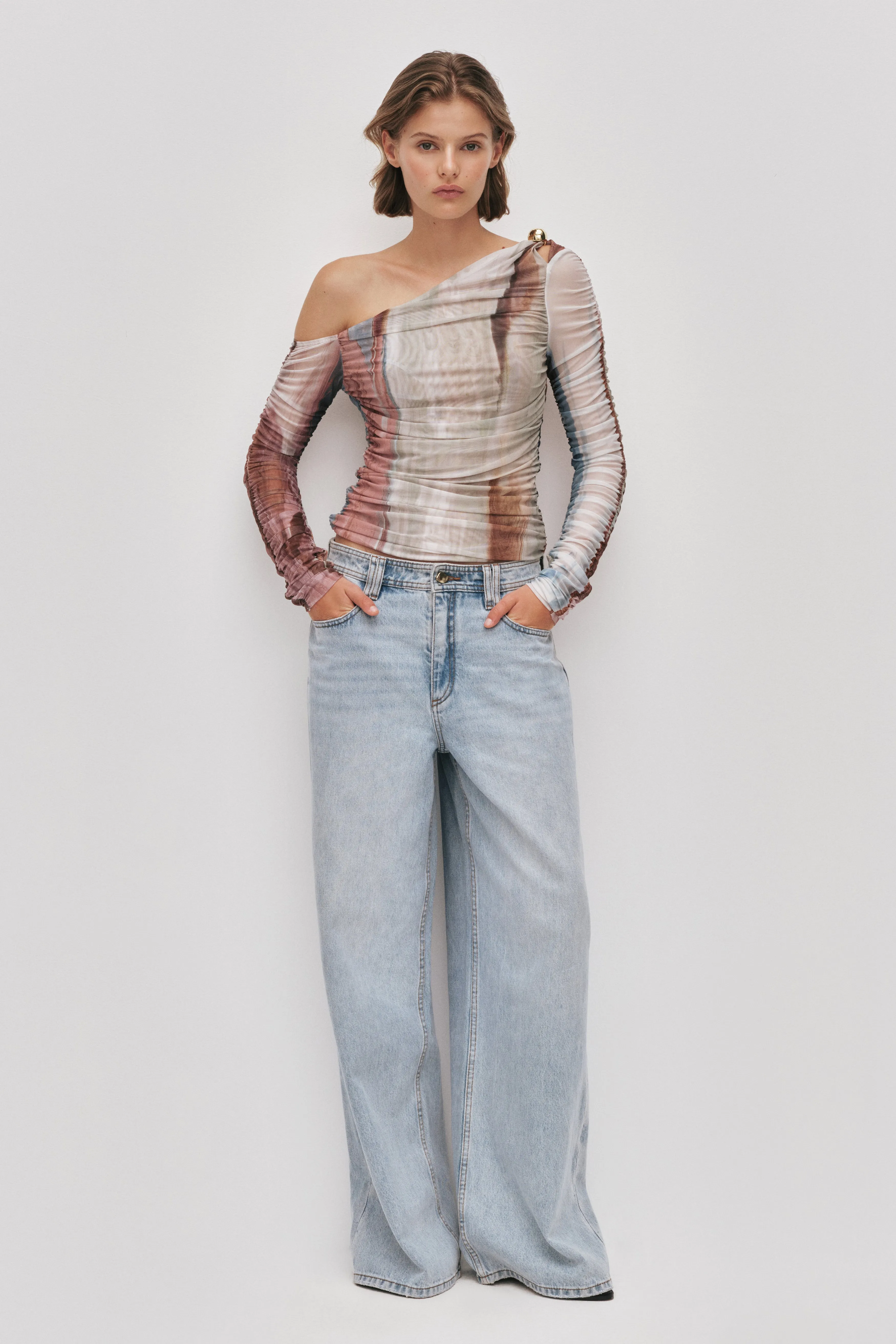 Elaria Long Sleeve Mesh Top sold by Aje