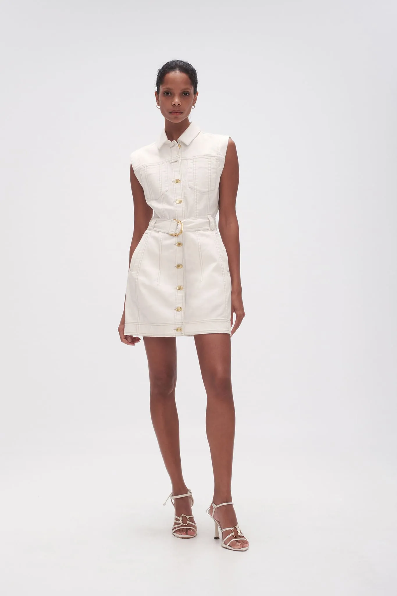 white christmas dresses Aura Denim Mini Dress-SEA SPRAY WASH / 4