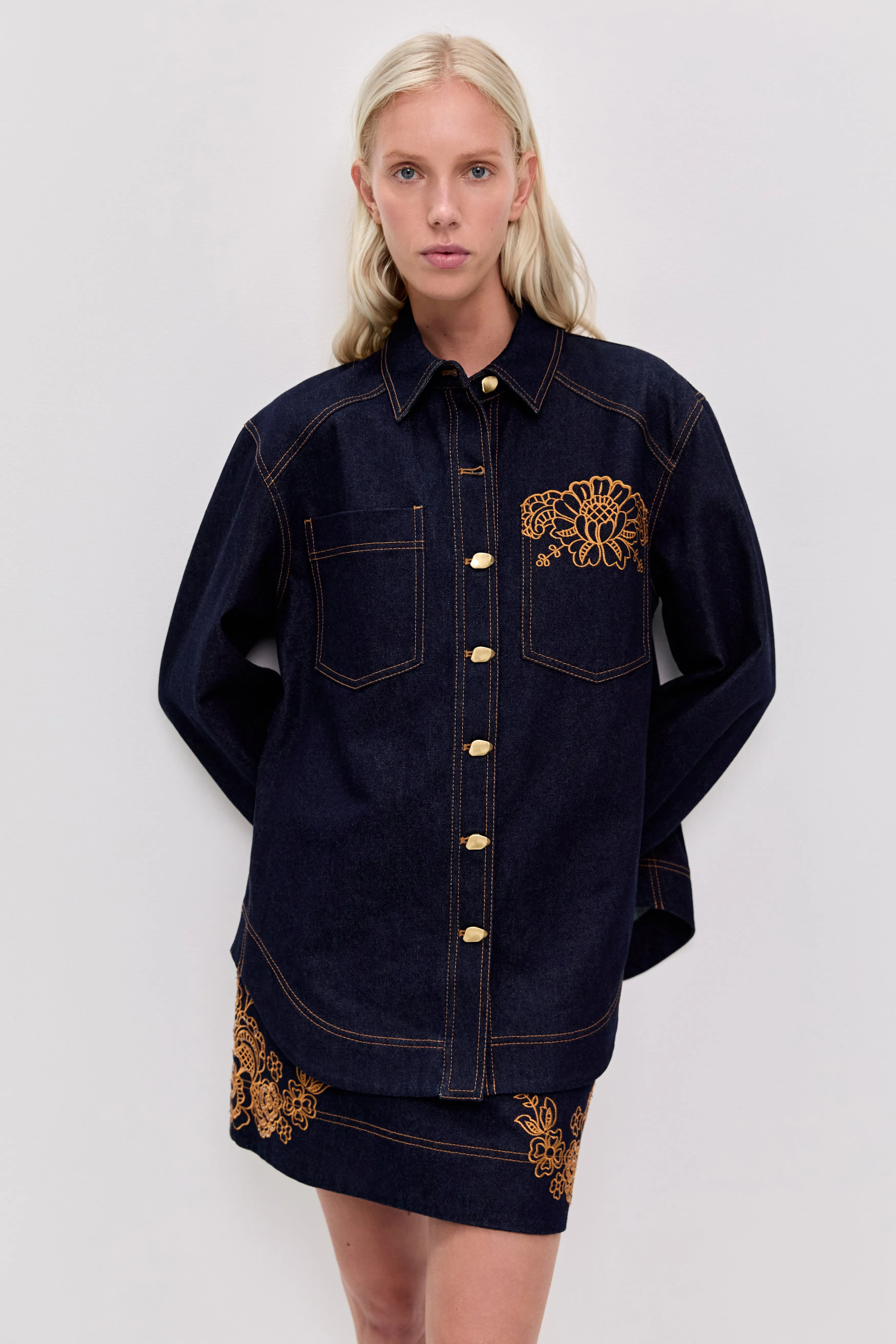 Elora Embroidered Denim Shirt sold by Aje product image thumbnail 3