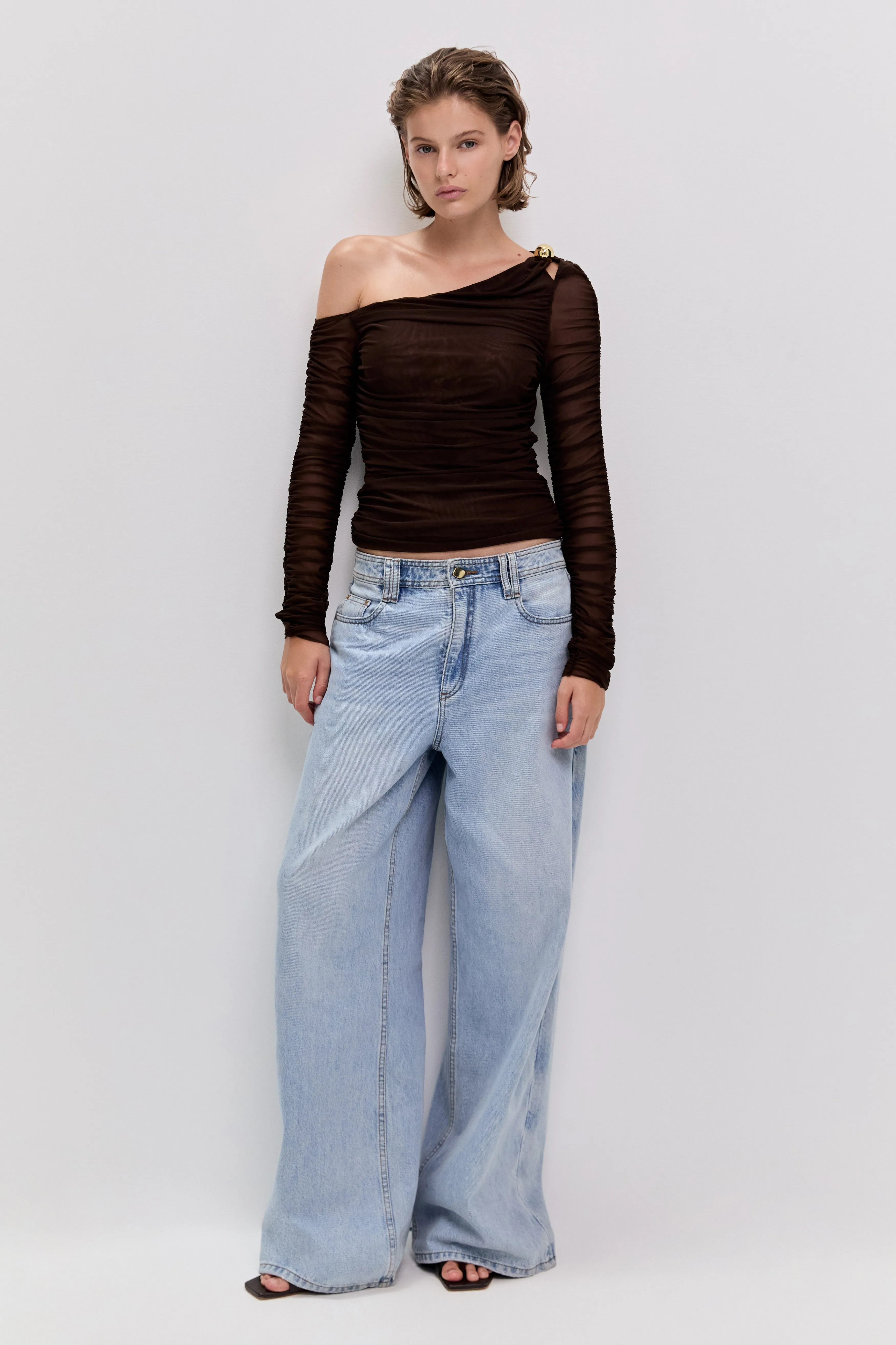 Elaria Long Sleeve Mesh Top sold by Aje