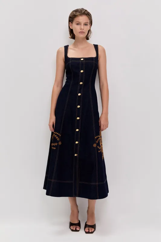 Elora Denim Midi Dress sold by Aje