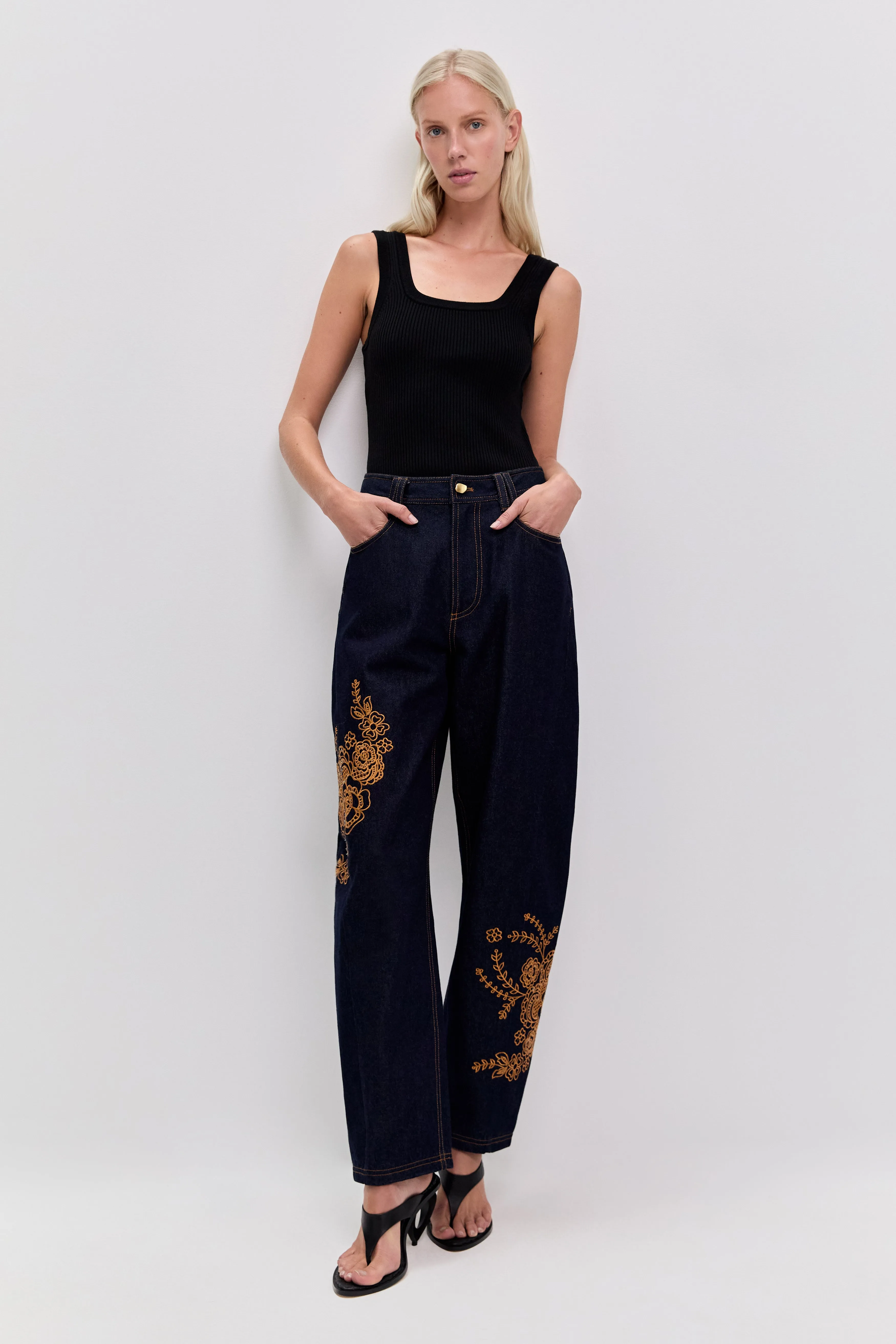 Elora Embroidered Denim Jeans sold by Aje product image thumbnail 3