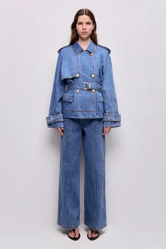 Voyage Cropped Denim Trench sold by Aje