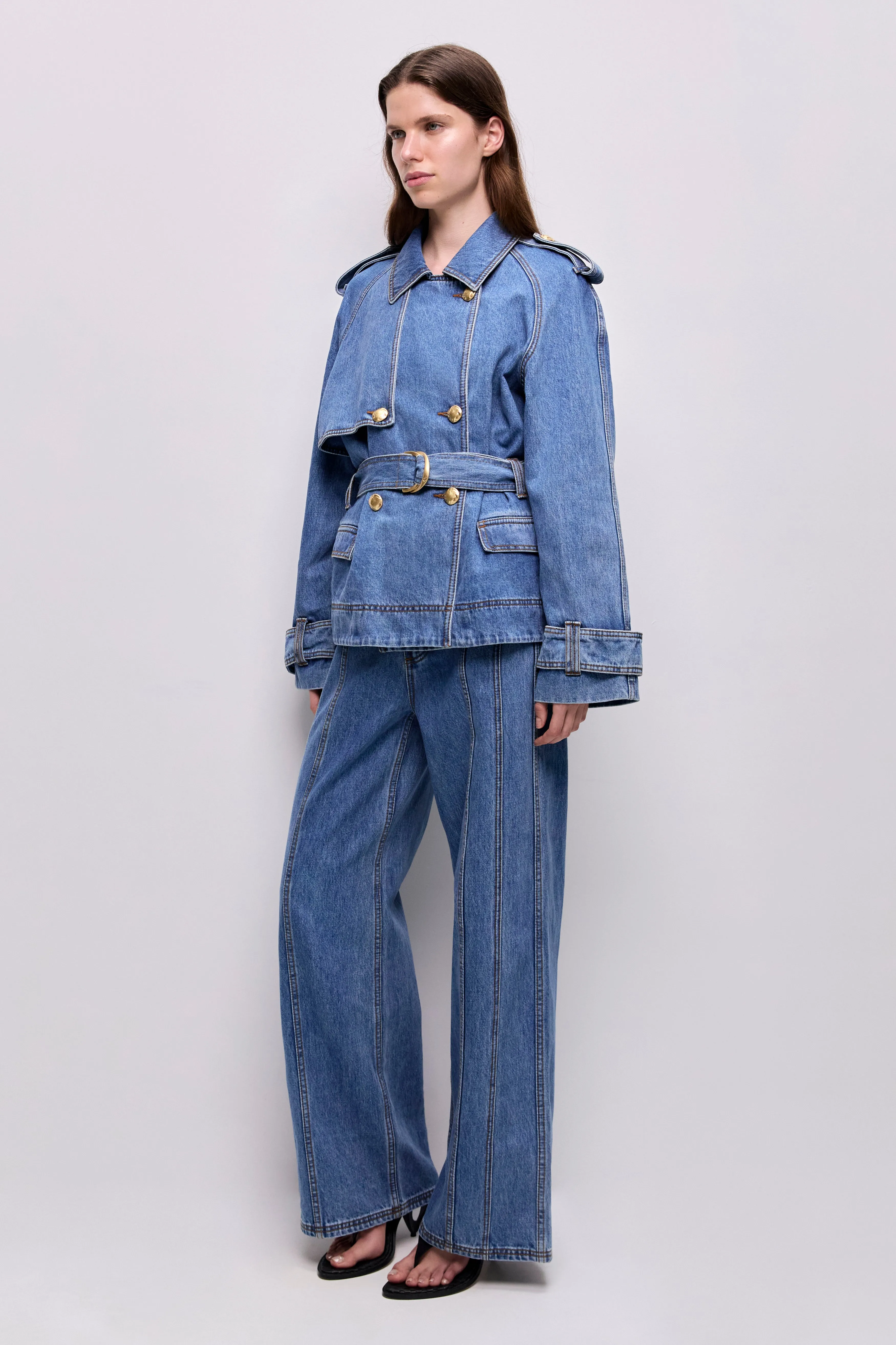 Voyage Cropped Denim Trench sold by Aje product image thumbnail 5