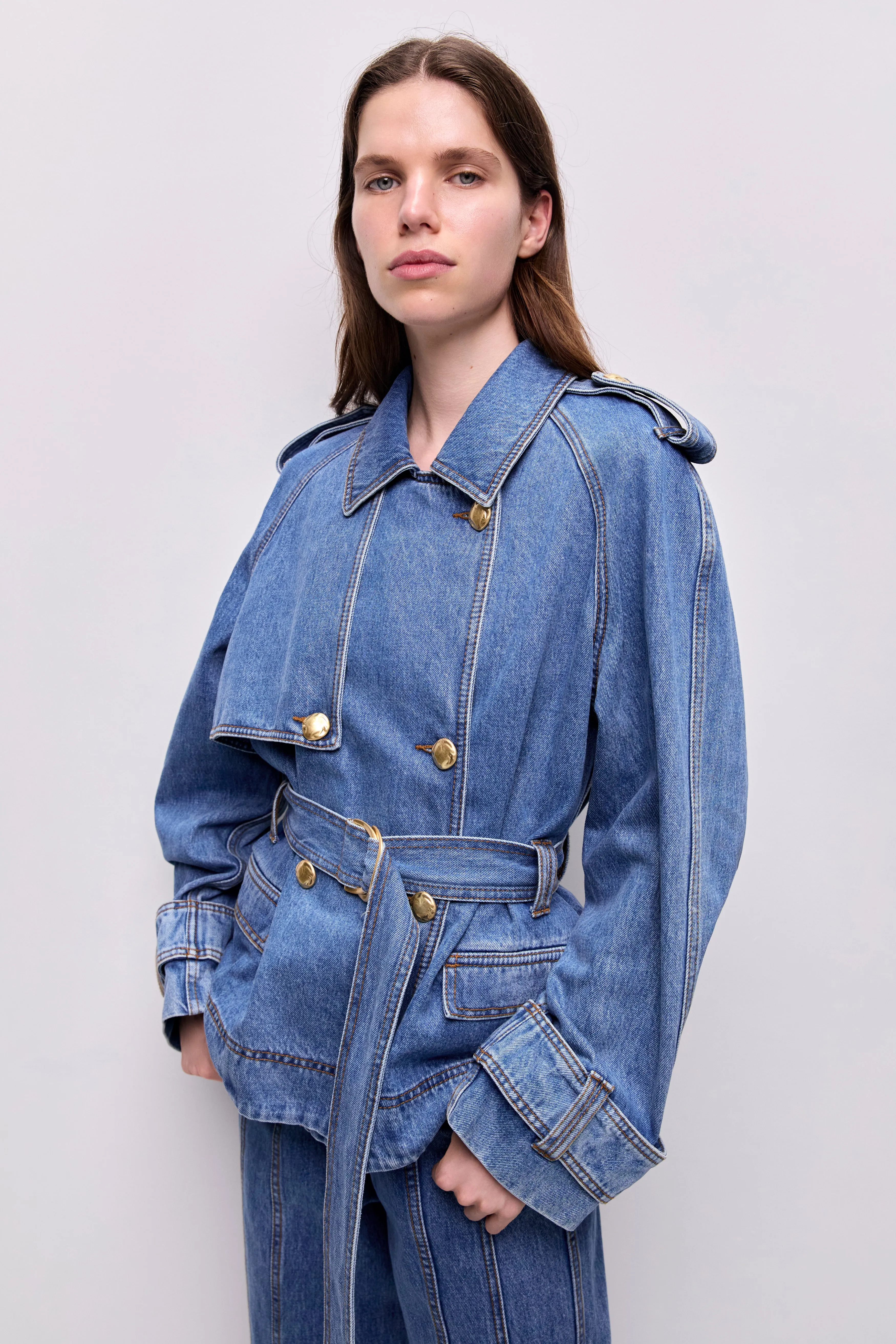 Voyage Cropped Denim Trench sold by Aje product image thumbnail 3
