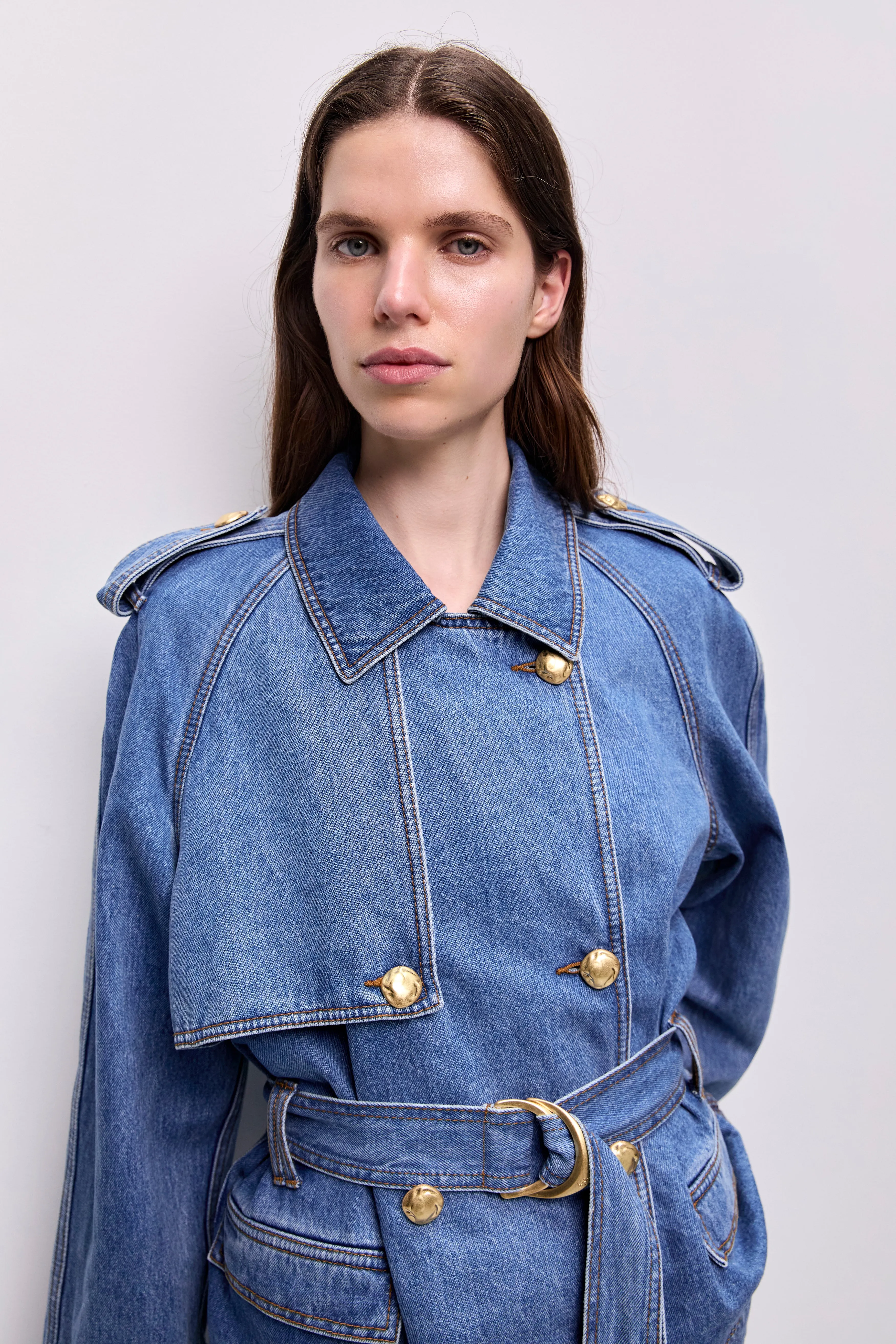 Voyage Cropped Denim Trench sold by Aje product image thumbnail 4