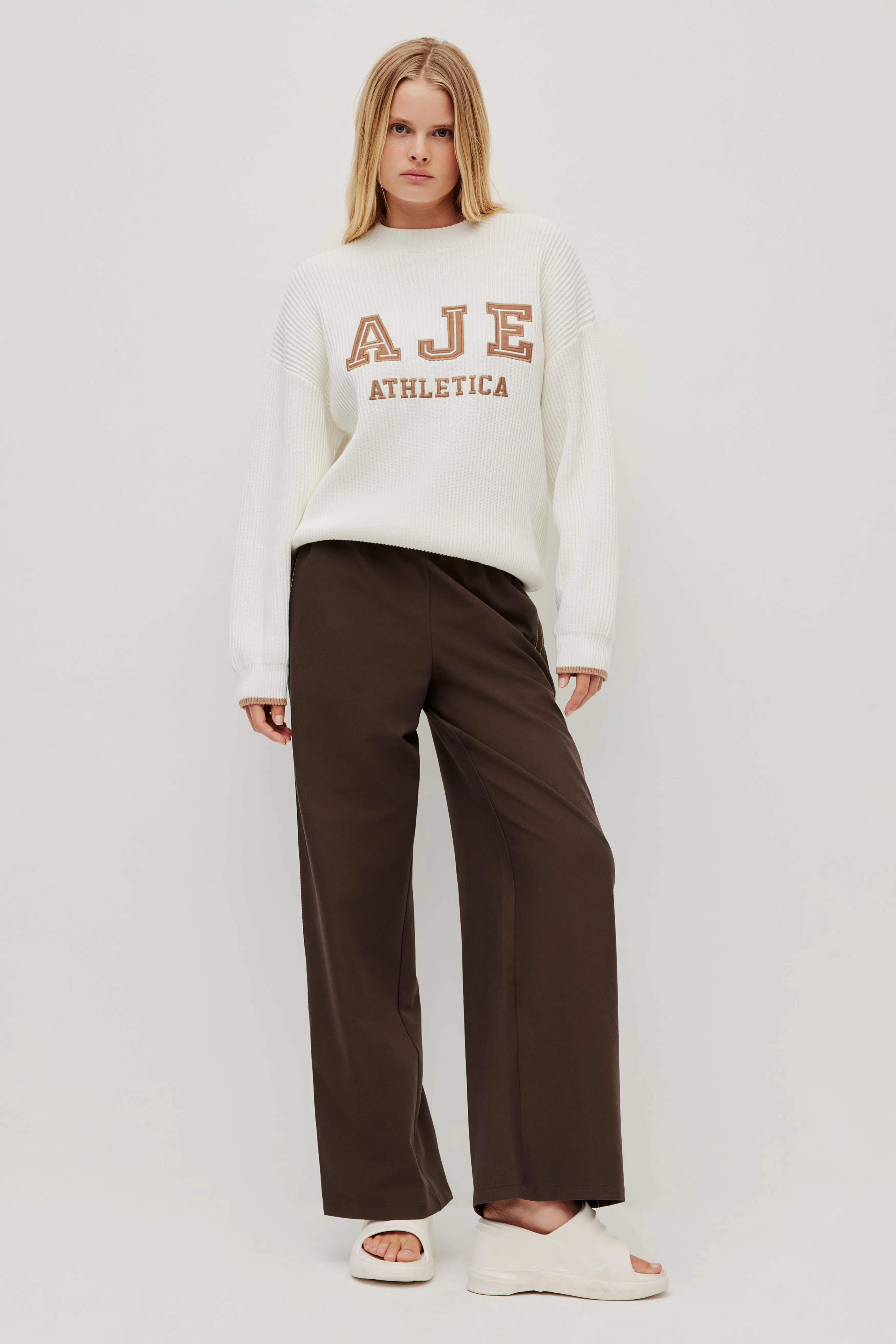 Varsity Logo Rib Jumper sold by Aje