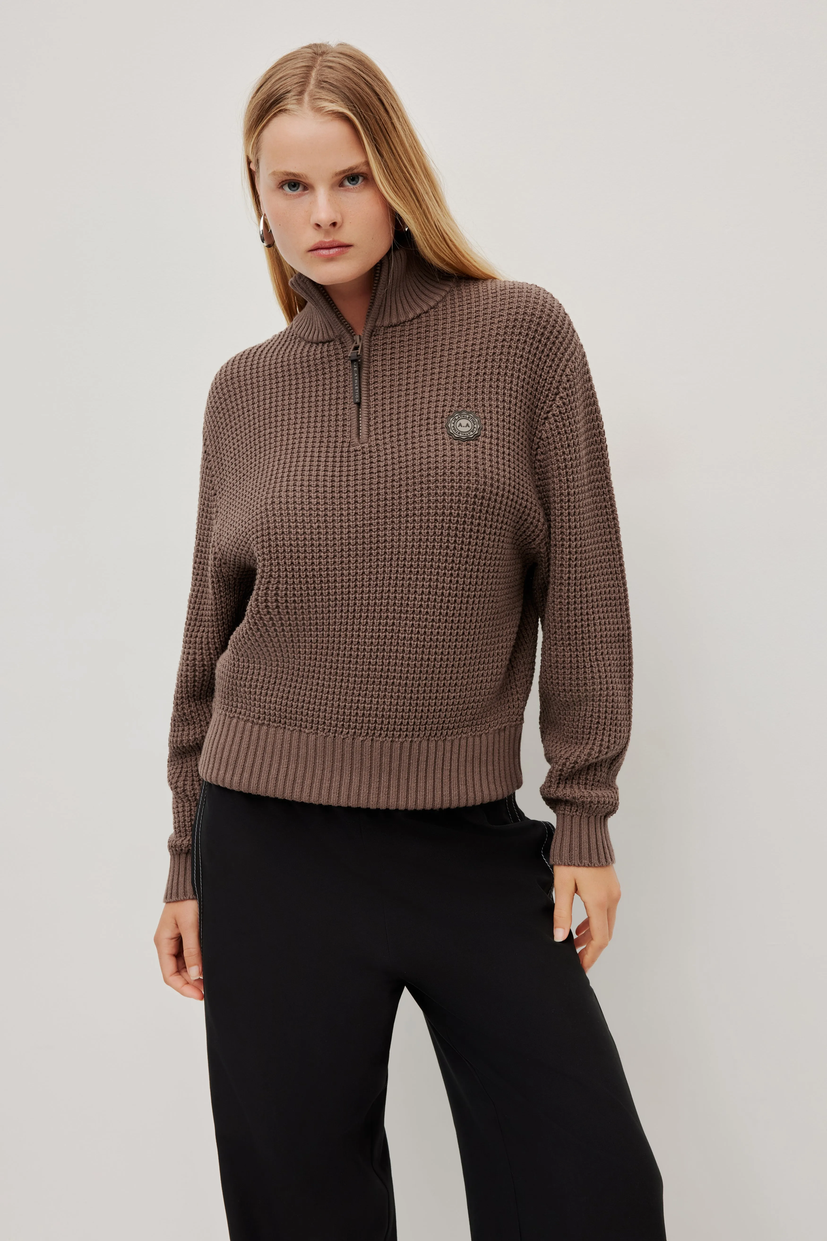 1/4 Zip Waffle Knit Jumper sold by Aje product image thumbnail 3