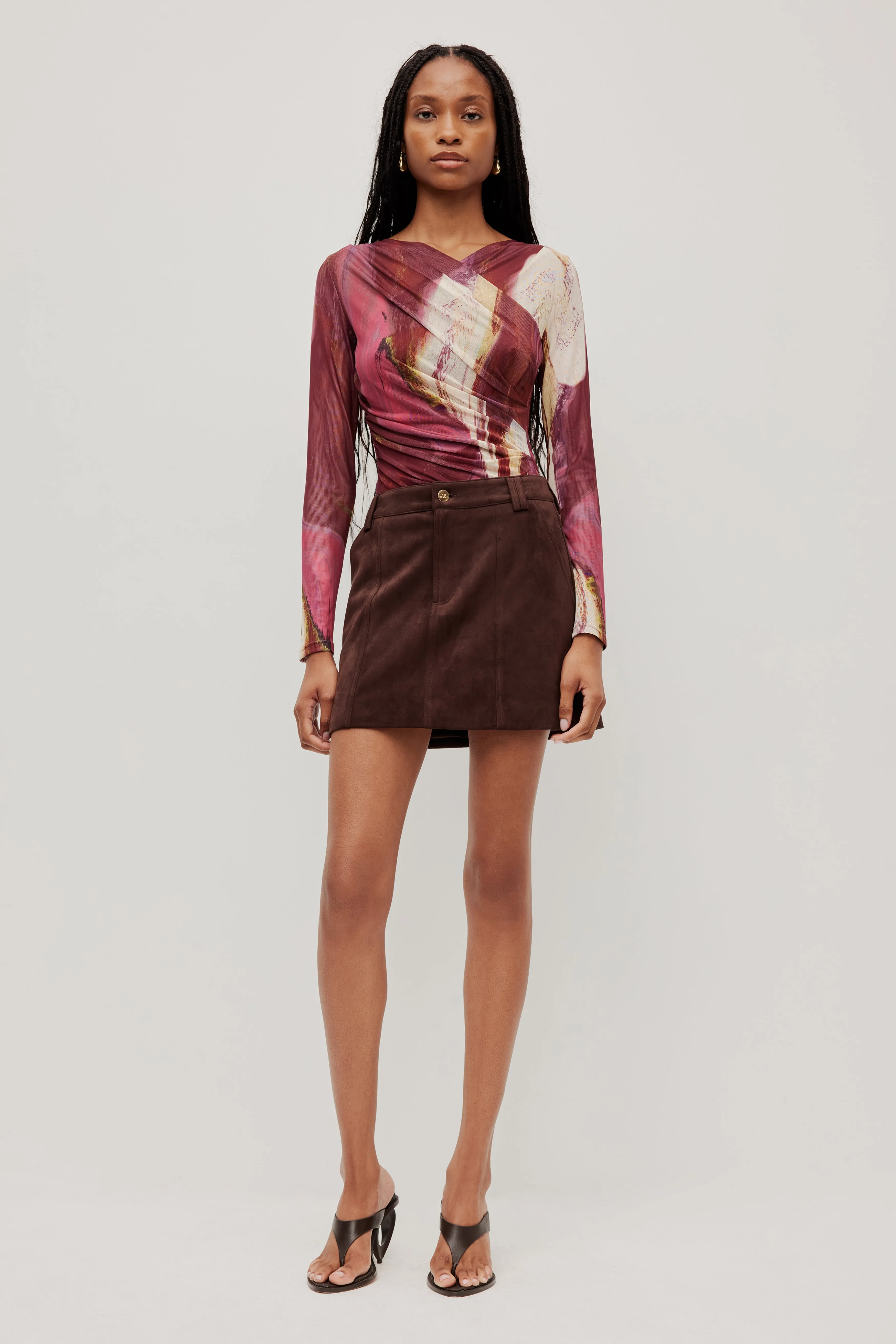 Philo Vegan Suede Mini Skirt sold by Aje