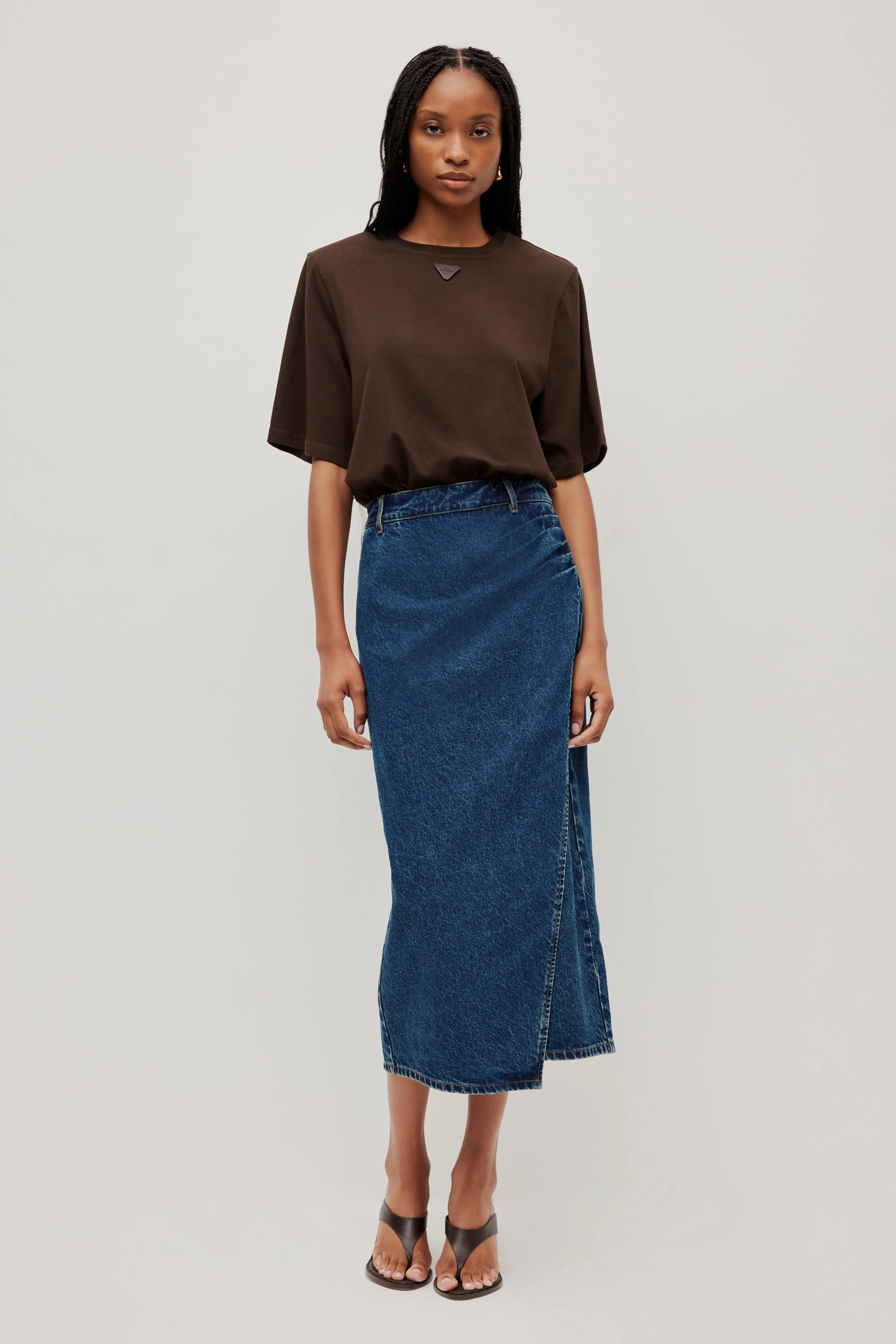 Myles Denim Midi Skirt sold by Aje