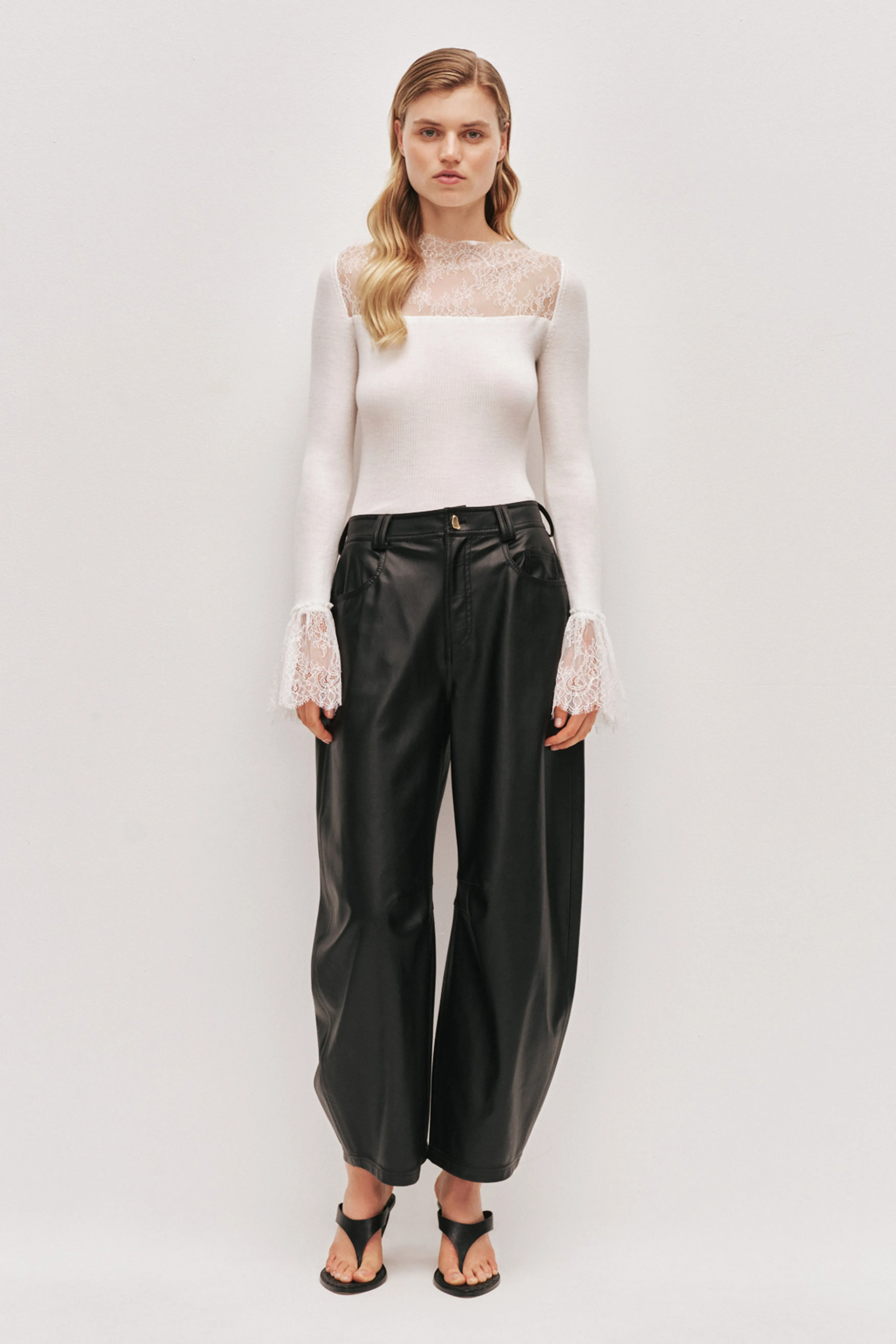 Genna Lace Knit Top sold by Aje