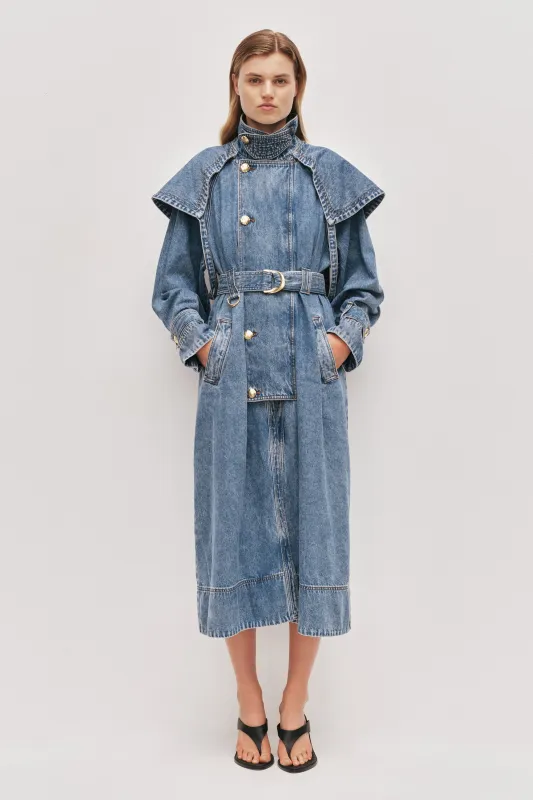 Lorraine Denim Trench Coat made by Aje