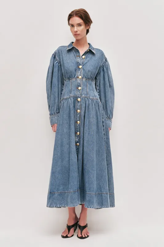 Lorraine Denim Midi Dress made by Aje