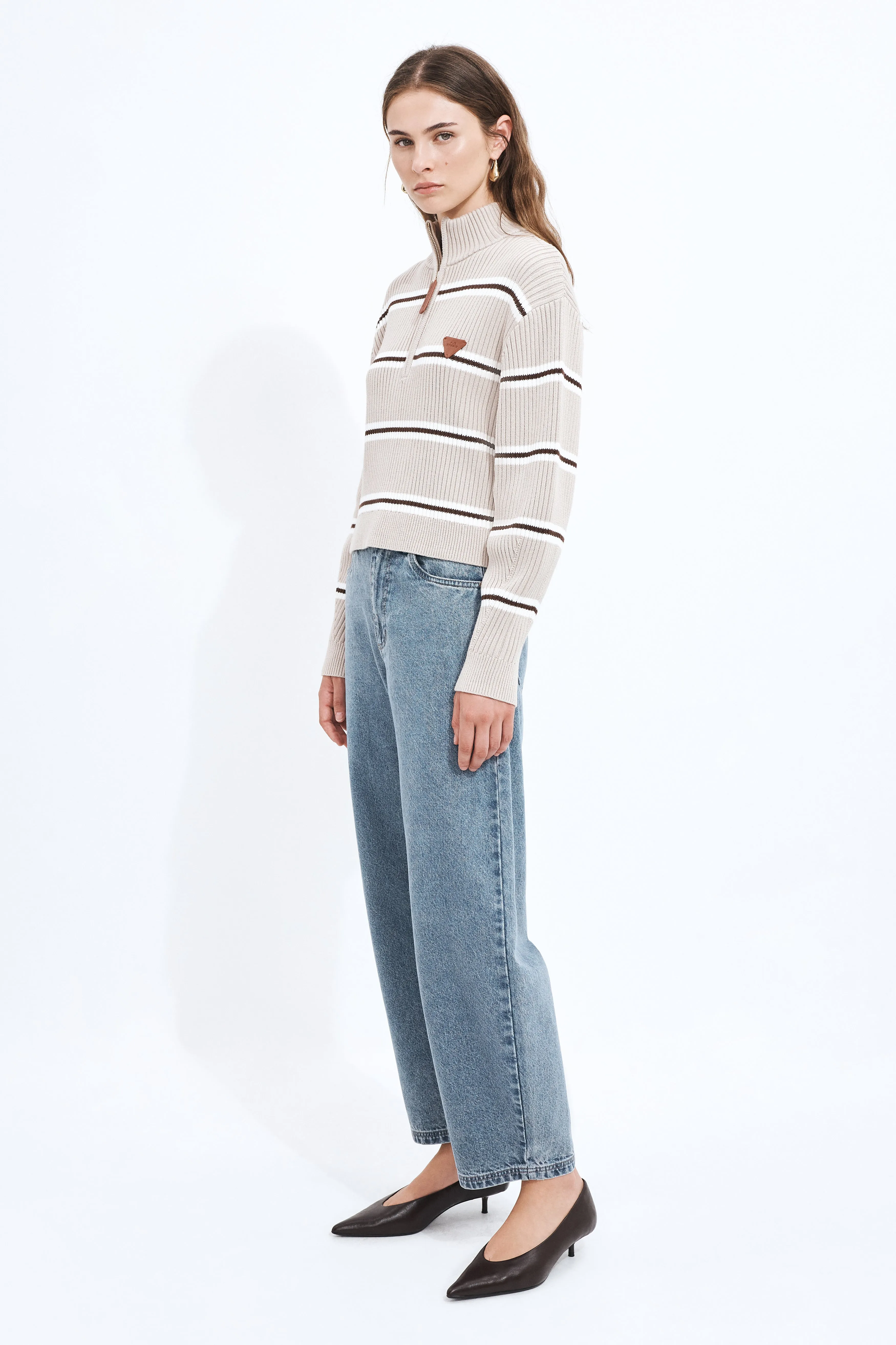 Clara 1/4 Zip Stripe Jumper sold by Aje product image thumbnail 5