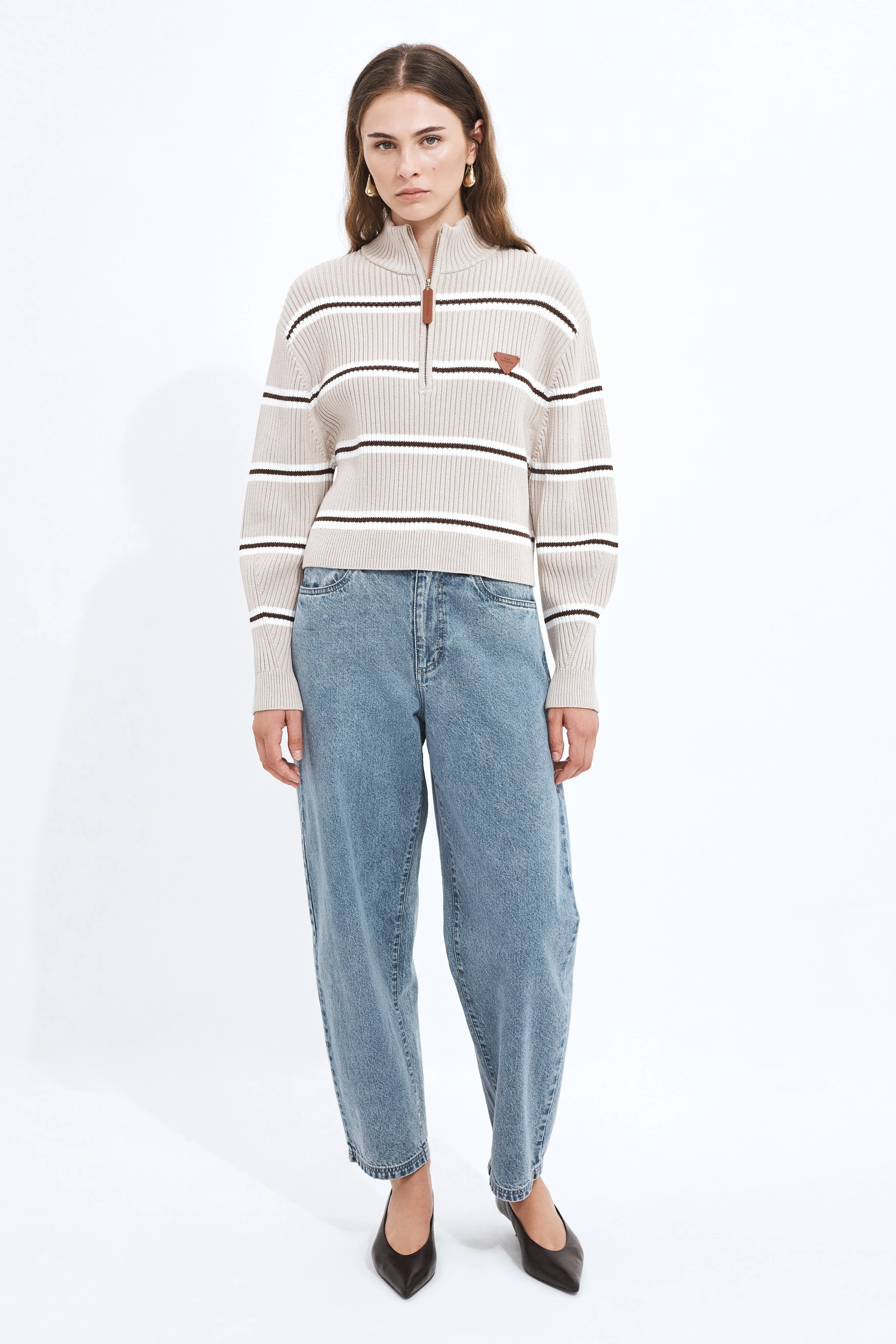 Clara 1/4 Zip Stripe Jumper sold by Aje