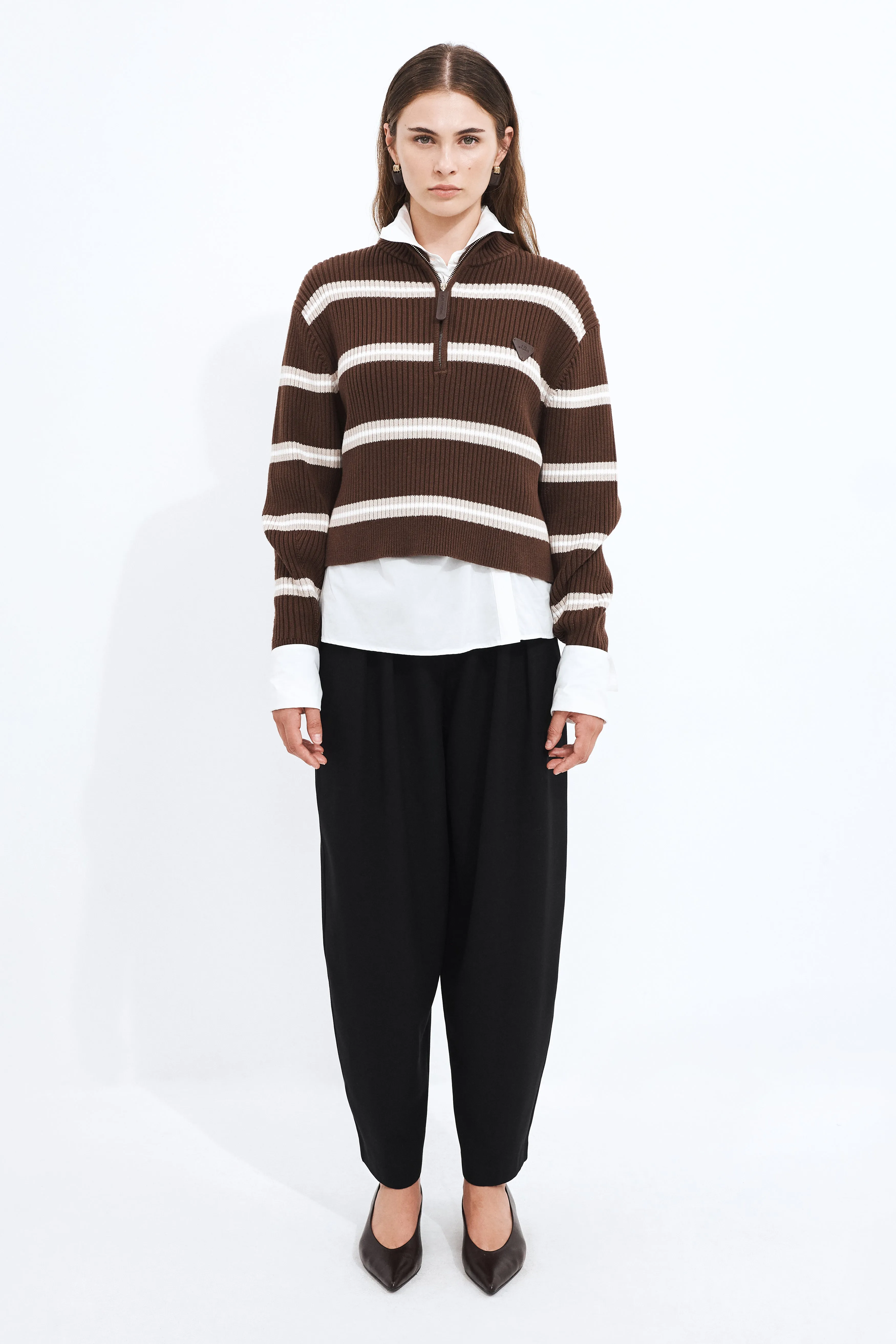 Clara 1/4 Zip Stripe Jumper sold by Aje