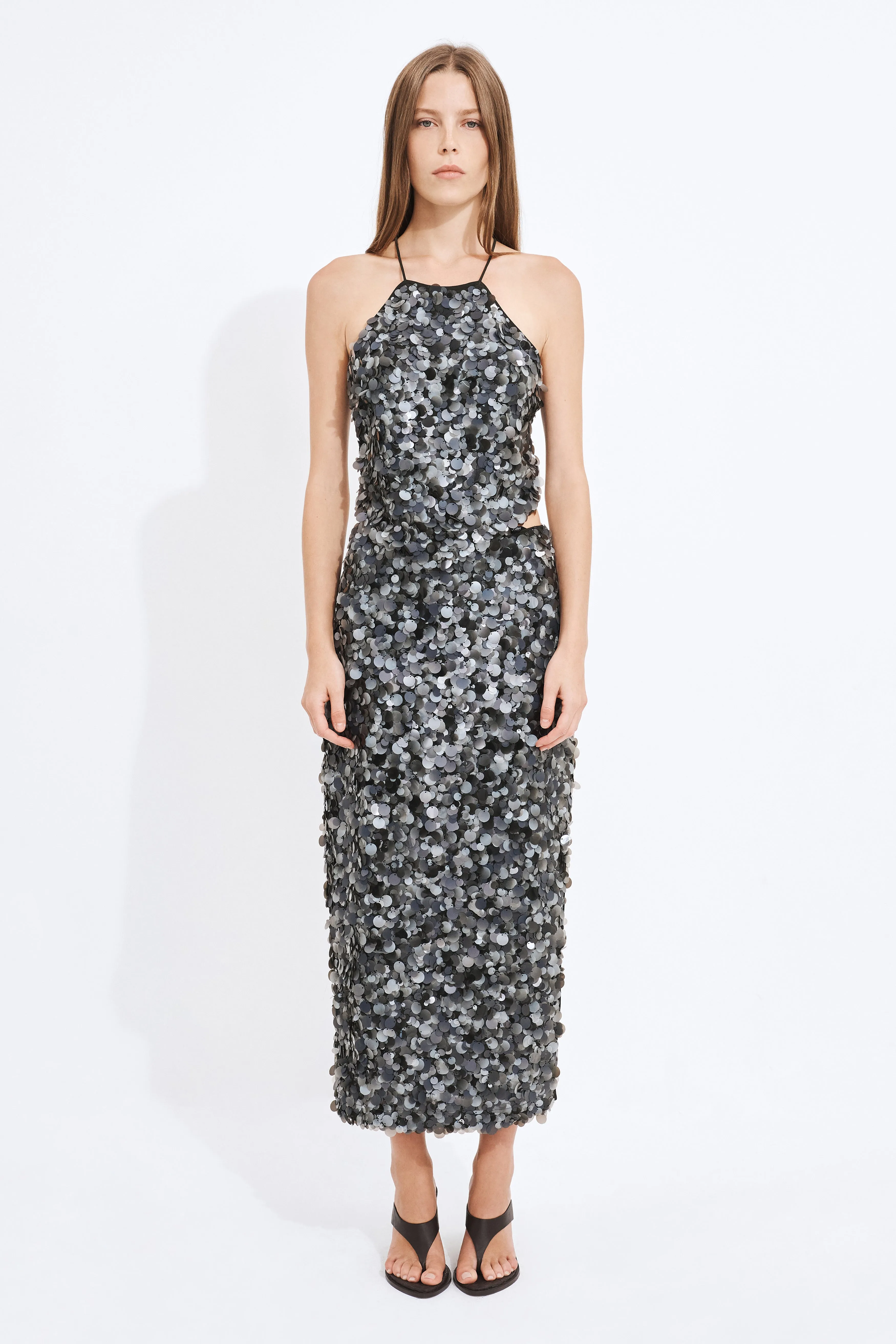 Charlie Sequin Midi Skirt sold by Aje