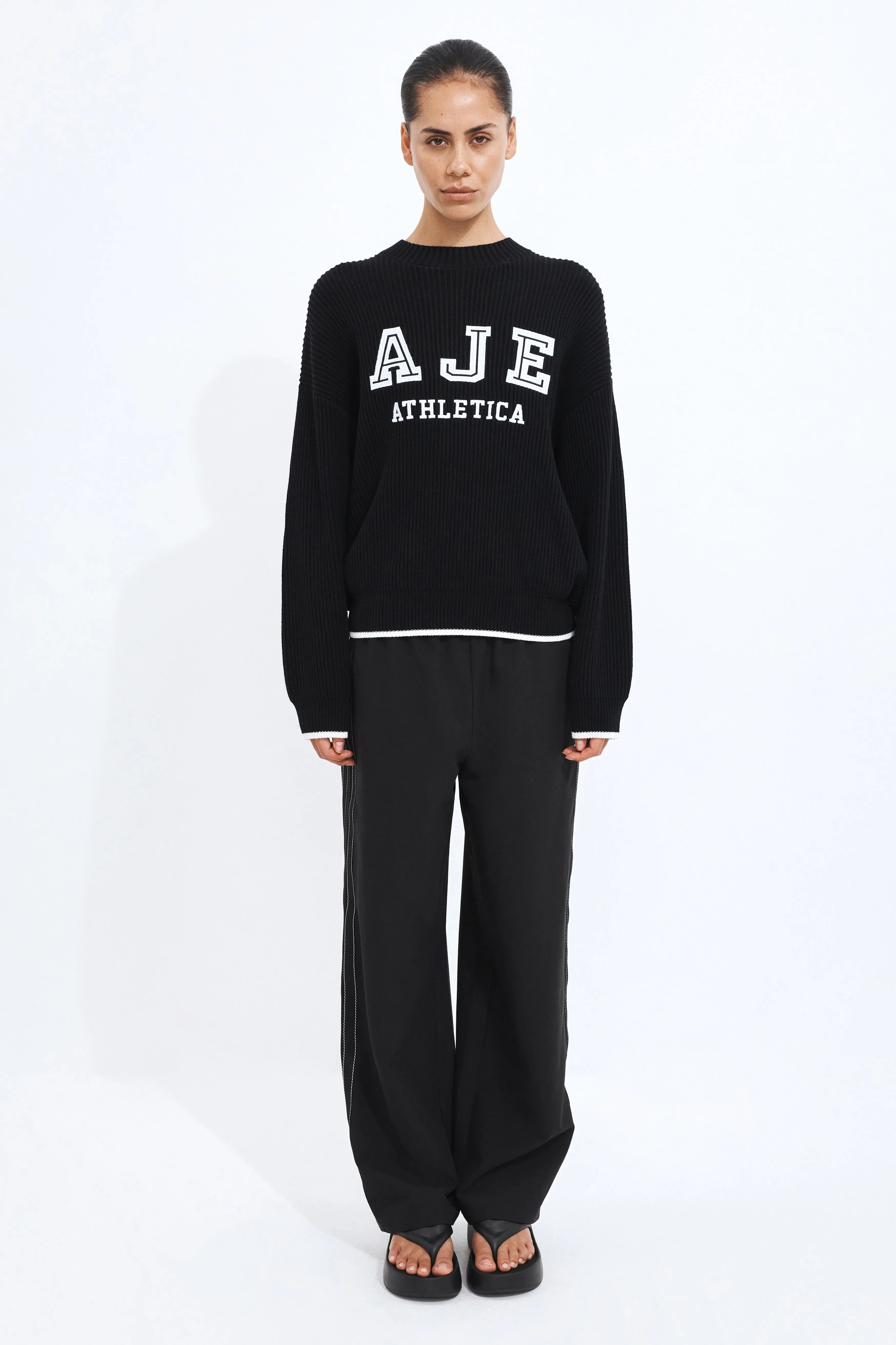 Varsity Logo Rib Jumper sold by Aje