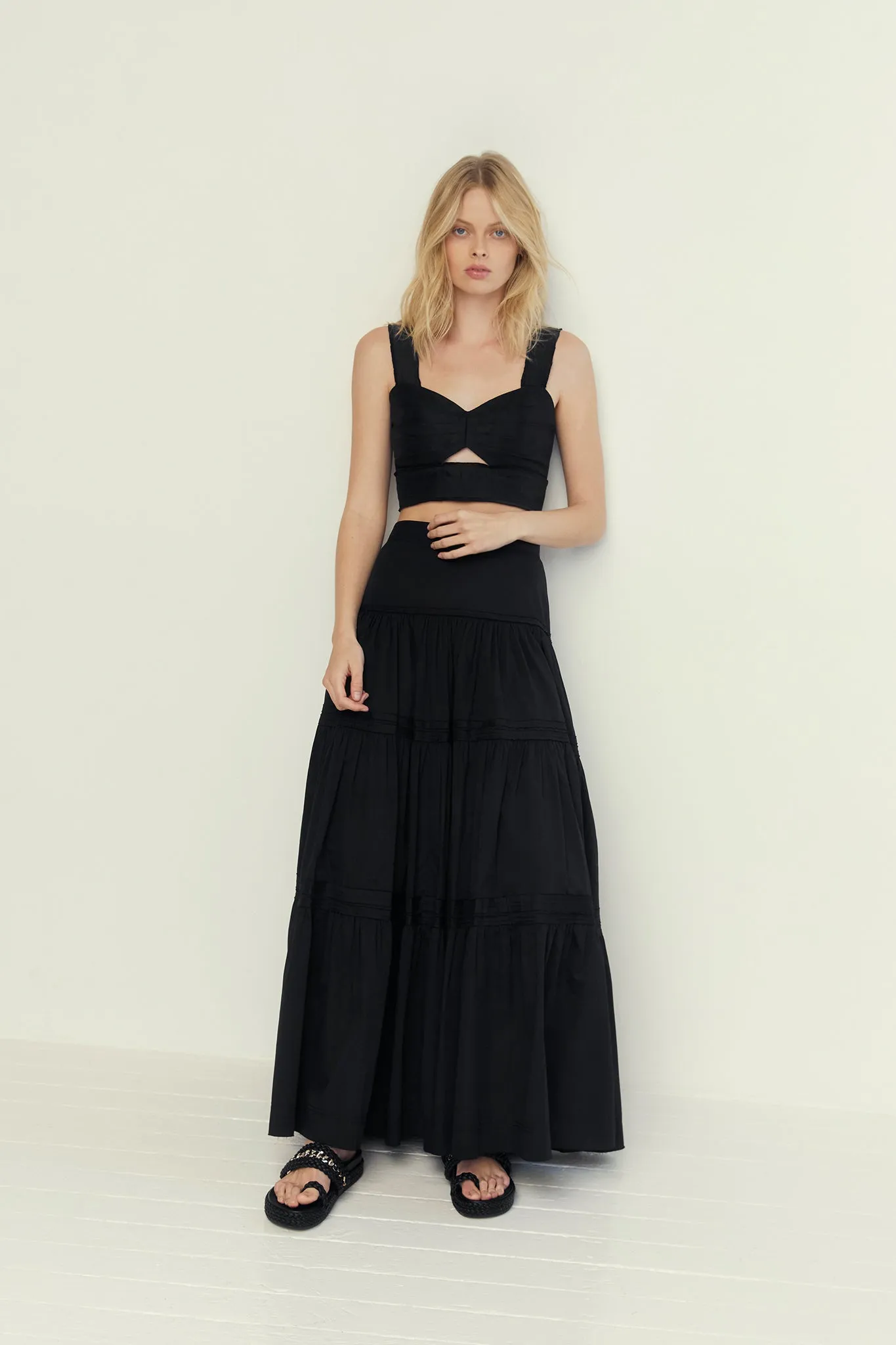 Recurrence Tiered Maxi Skirt sold by Aje