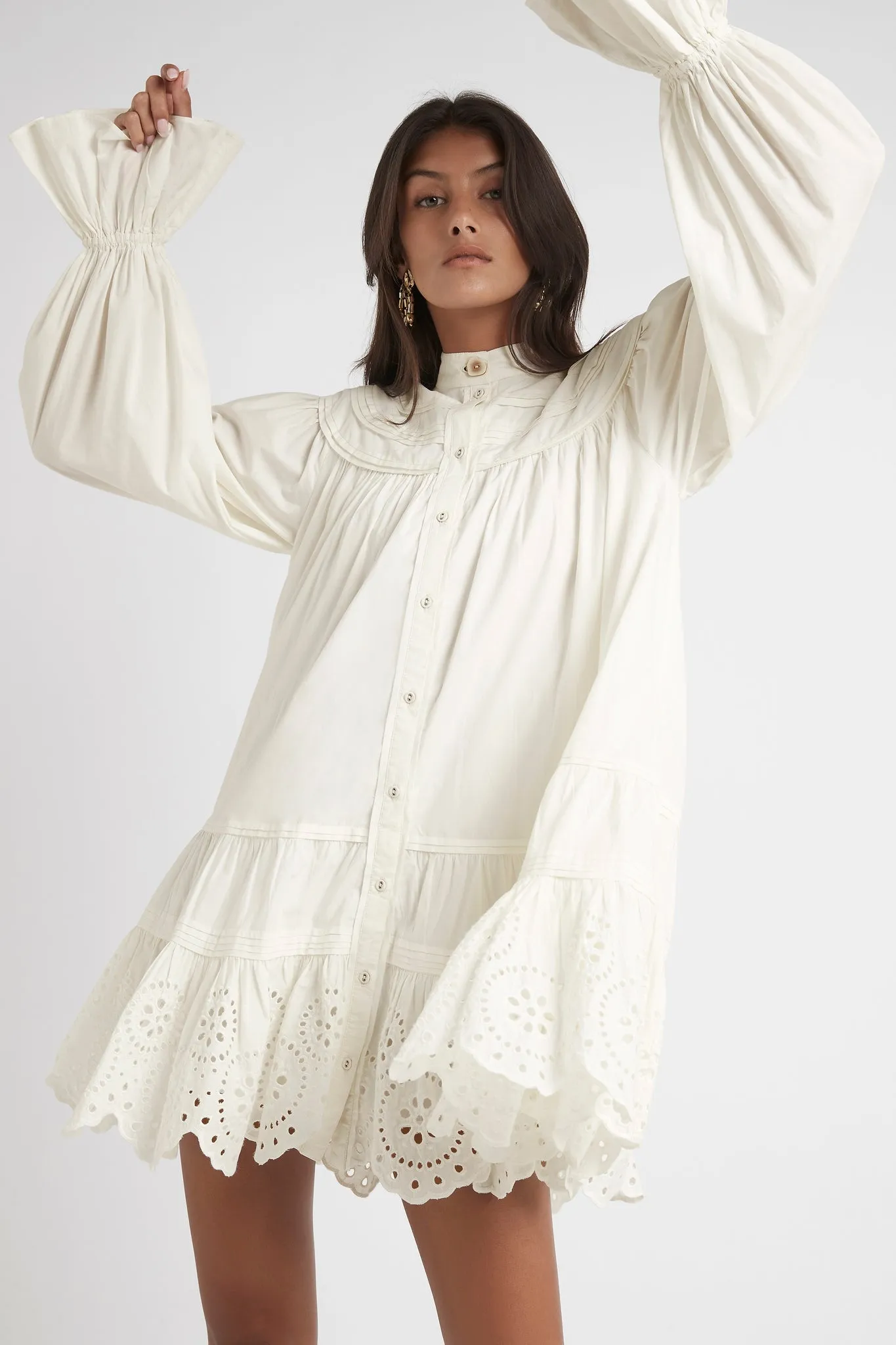 Salita Longsleeve Broderie Smock Dress sold by Aje product image thumbnail 3