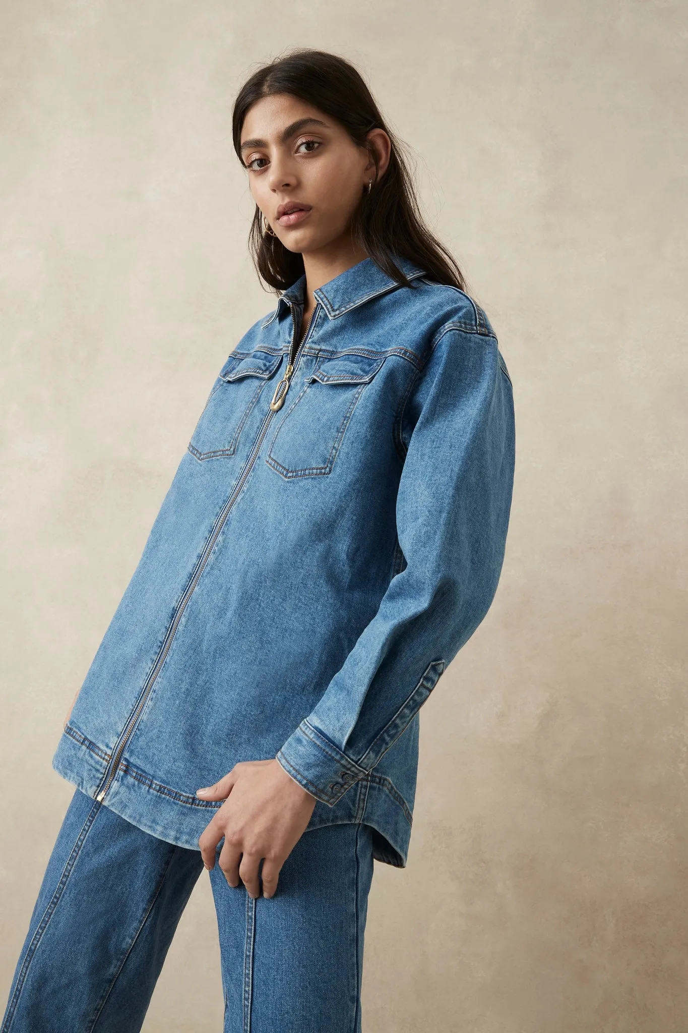 Ana Denim Zip Shirt sold by Aje product image thumbnail 4