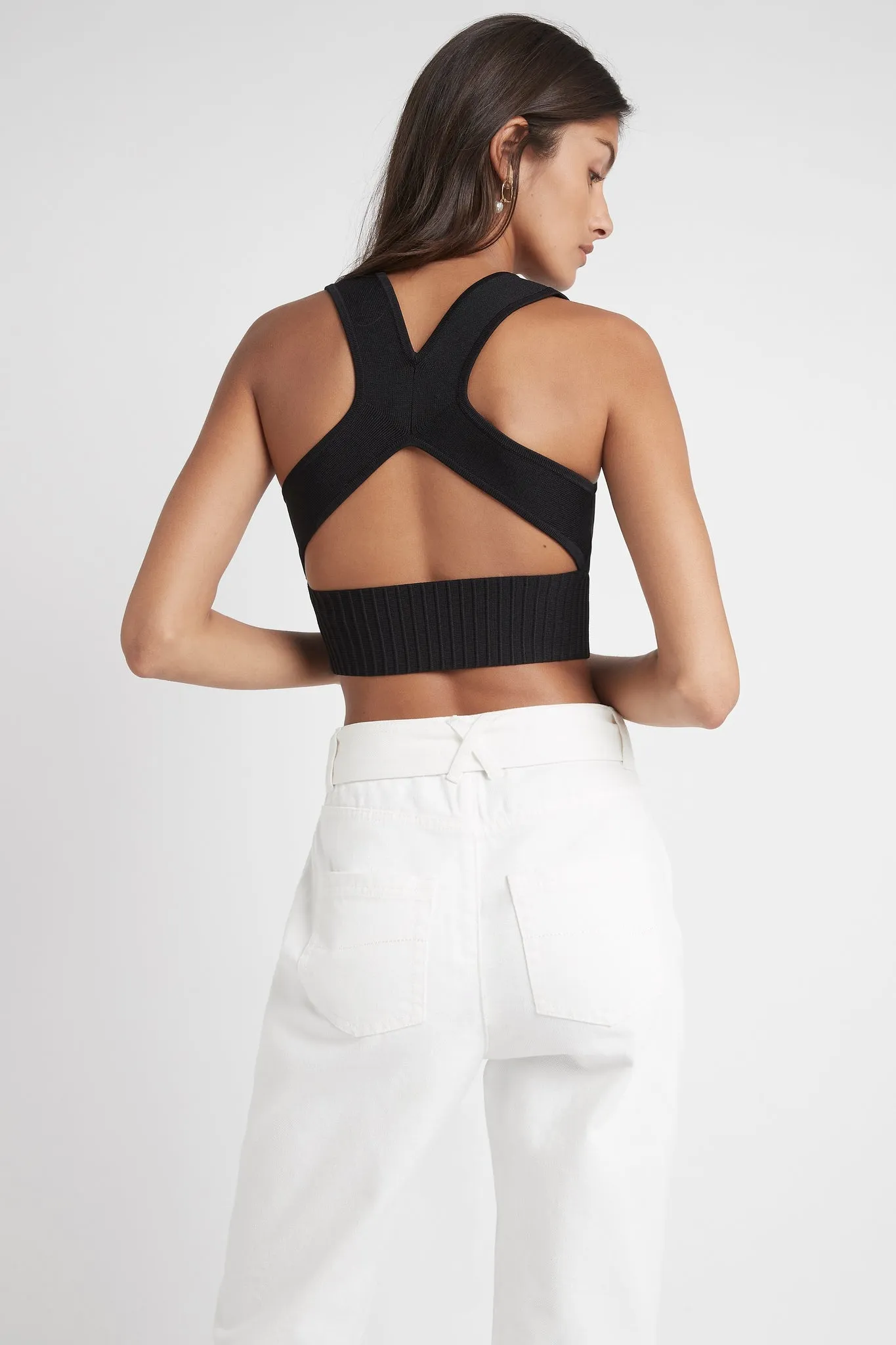 Livadi Cut Out Knit Logo Crop Top sold by Aje