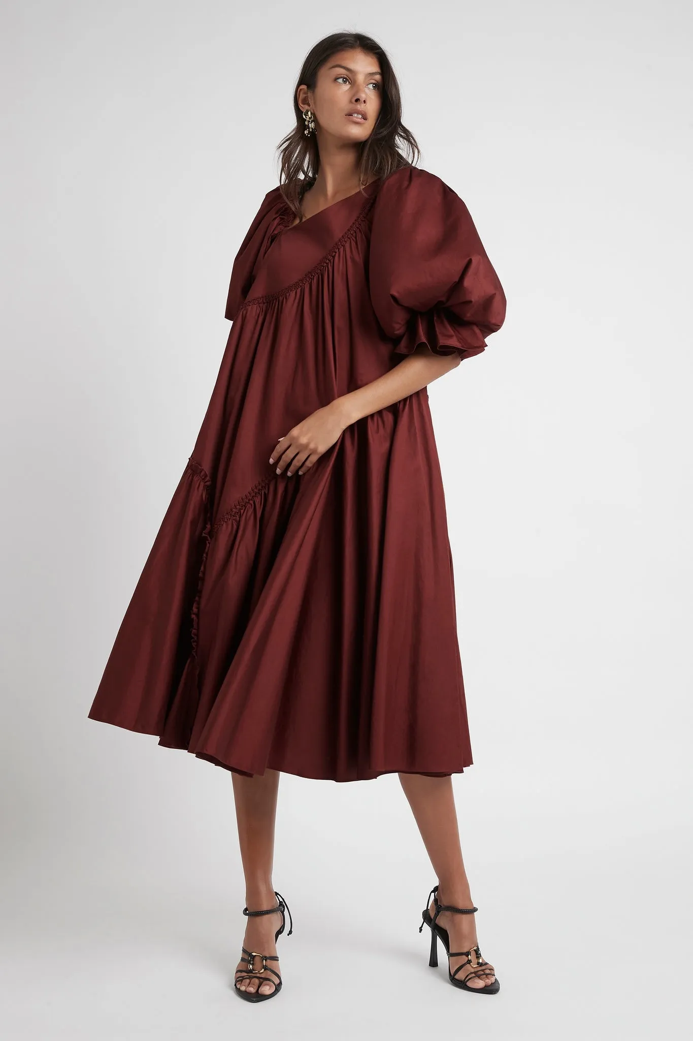 Casabianca Braided Asymmetric Puff Sleeve Midi Dress sold by Aje product image thumbnail 3