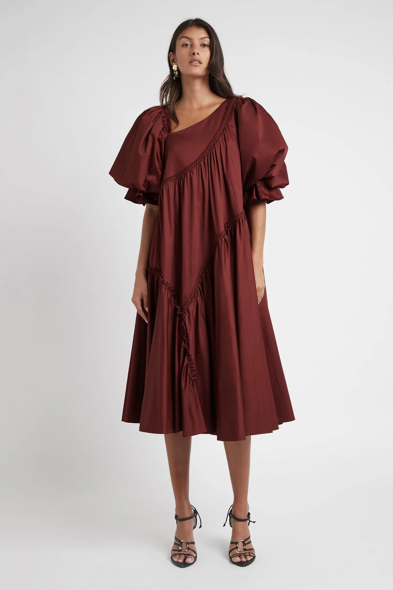 Casabianca Braided Asymmetric Puff Sleeve Midi Dress sold by Aje product image thumbnail 4