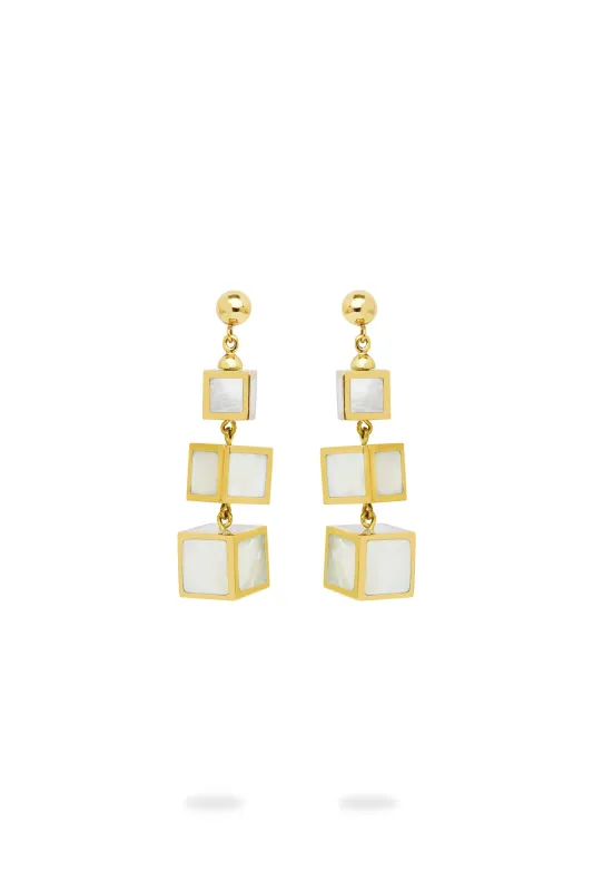 Mother of Pearl Cubic Drop Earrings made by Aje