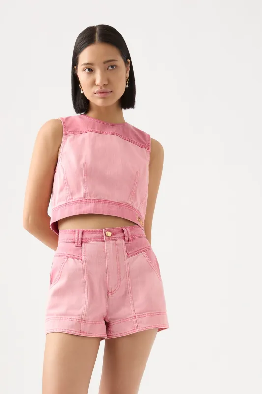 Shades Pink Denim Short made by Aje