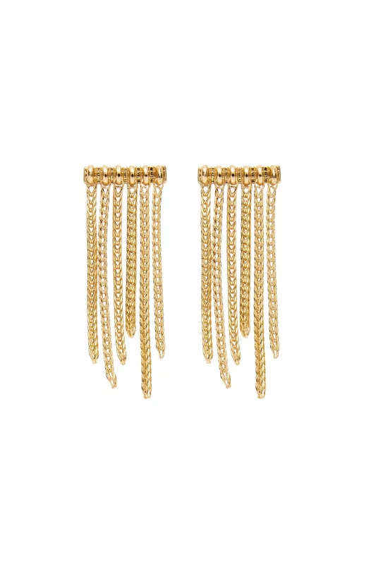Chevron Drop Chain Earring made by Aje