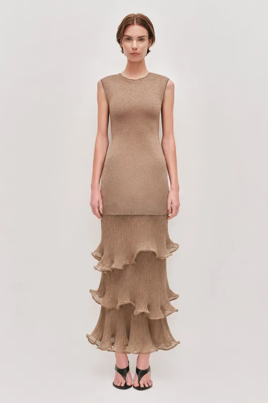 Ciela Ruffle Knit Maxi Dress made by Aje