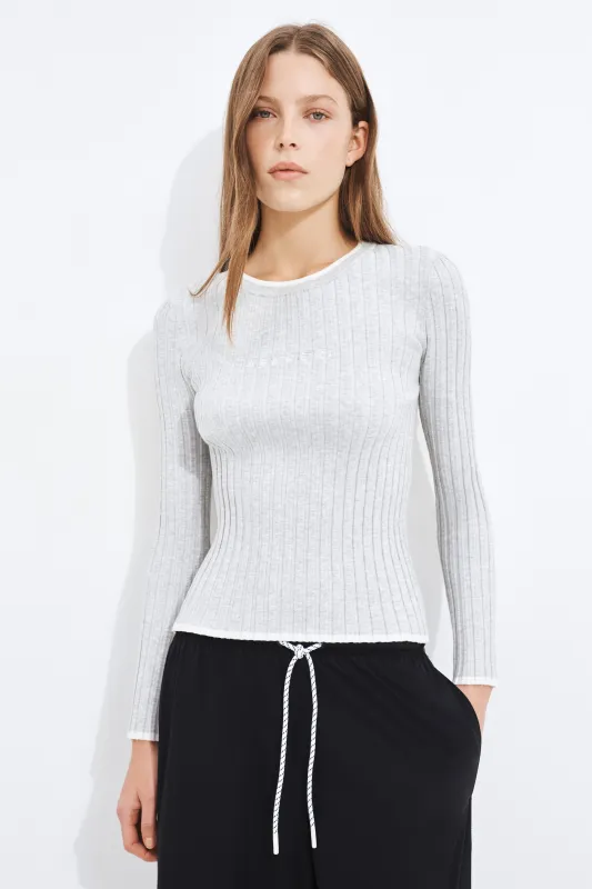 Long Sleeve Rib Knit Top made by Aje