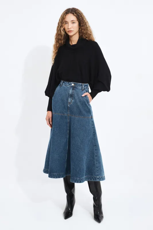Olivia Denim Midi Skirt made by Aje