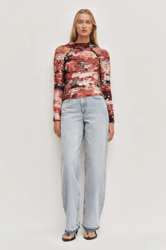 Carline Gathered Mesh Top made by Aje