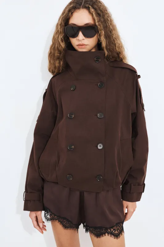 Rory Funnel Neck Trench made by Aje