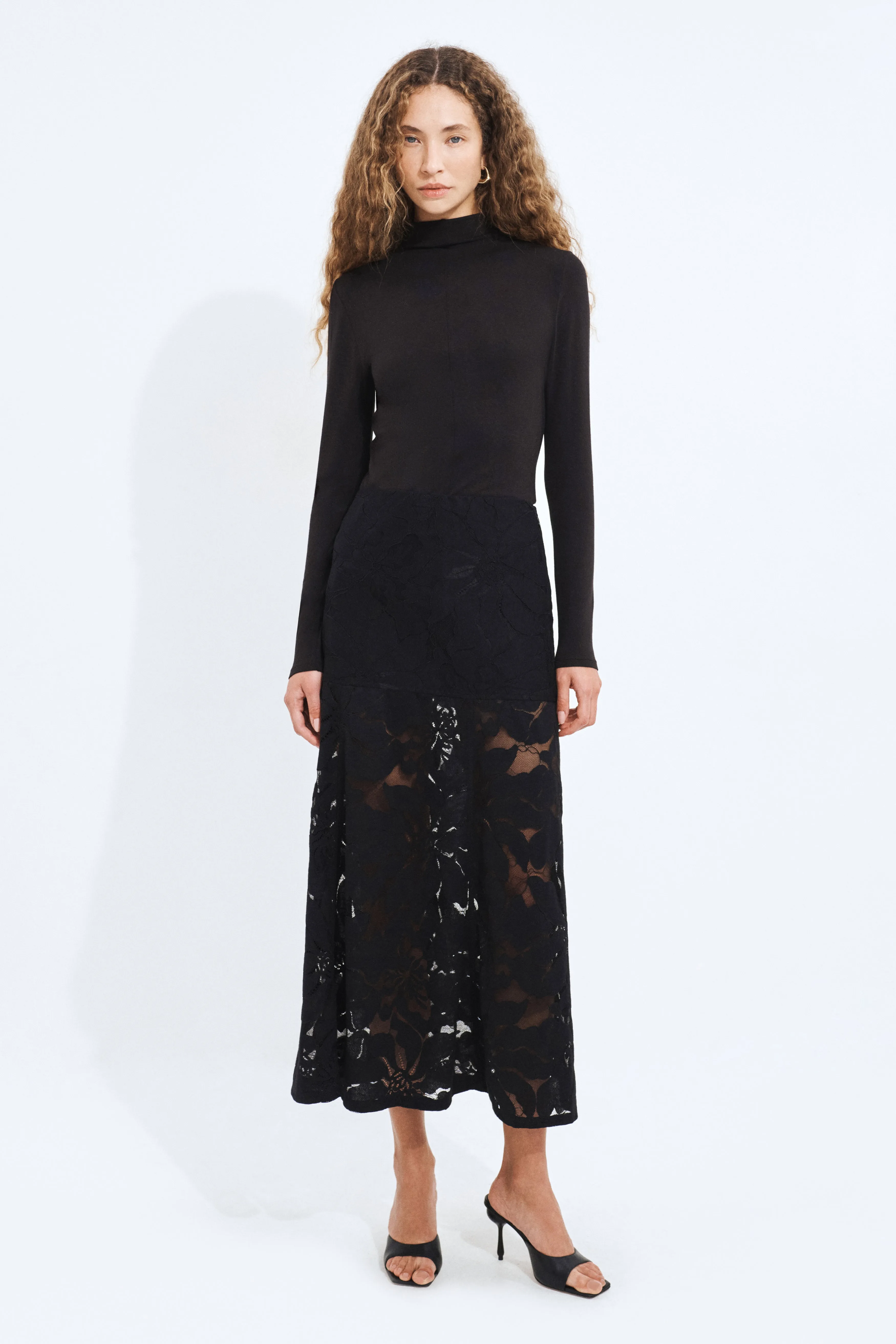 Izzy Lace Midi Skirt sold by Aje