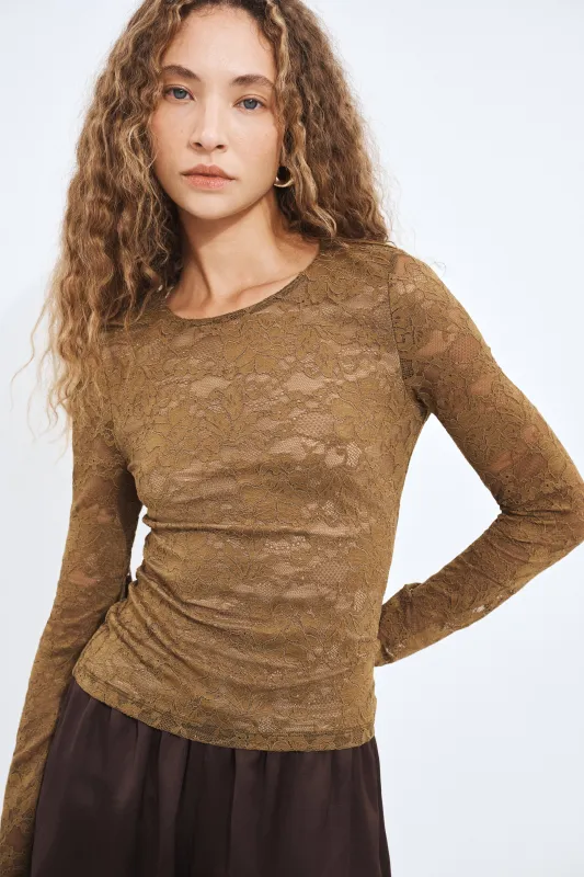 Lace Long Sleeve Top made by Aje