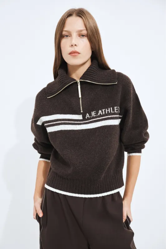 1/4 Zip Stripe Logo Knit made by Aje
