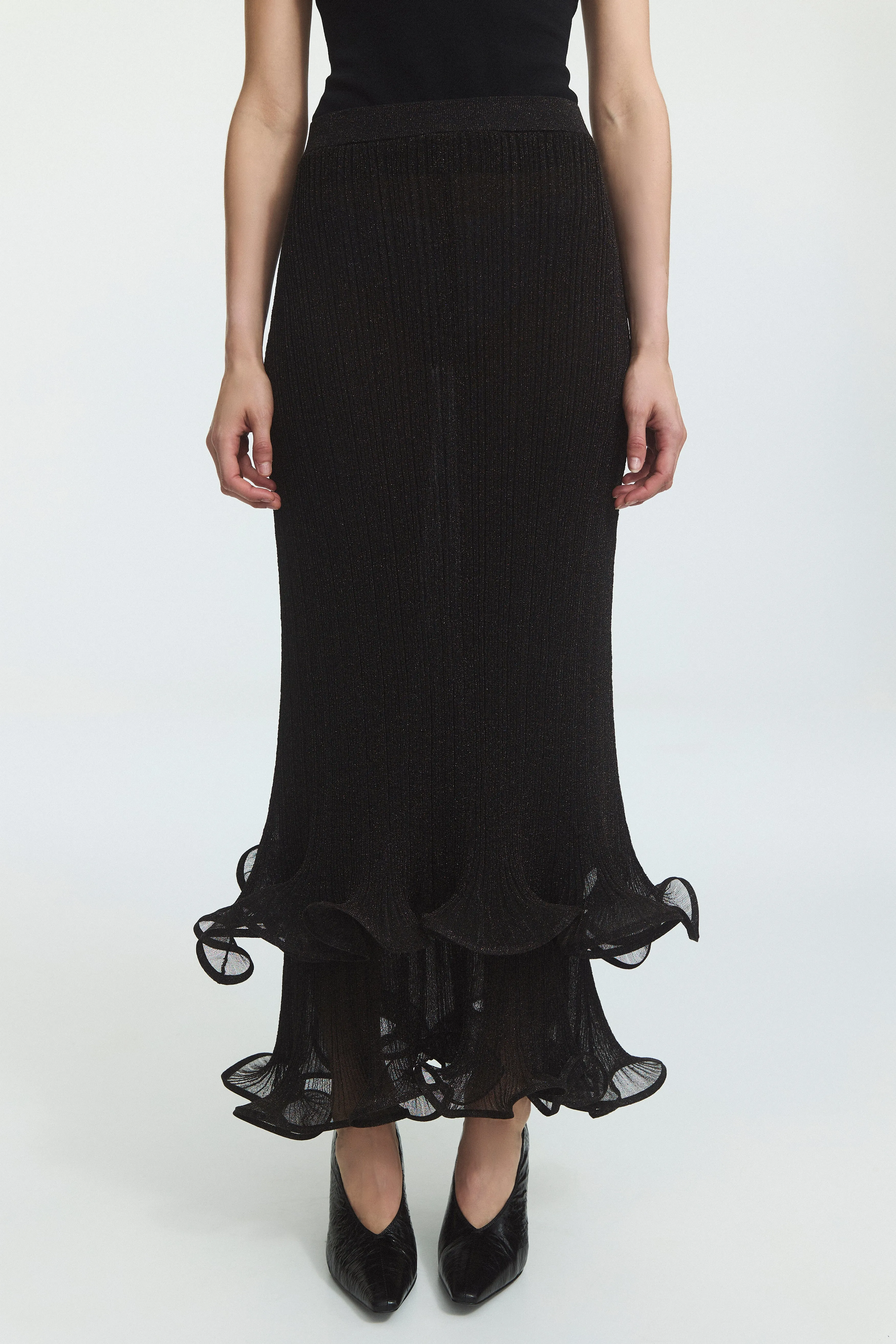 Agata Ruffle Knit Midi Skirt sold by Aje product image thumbnail 4